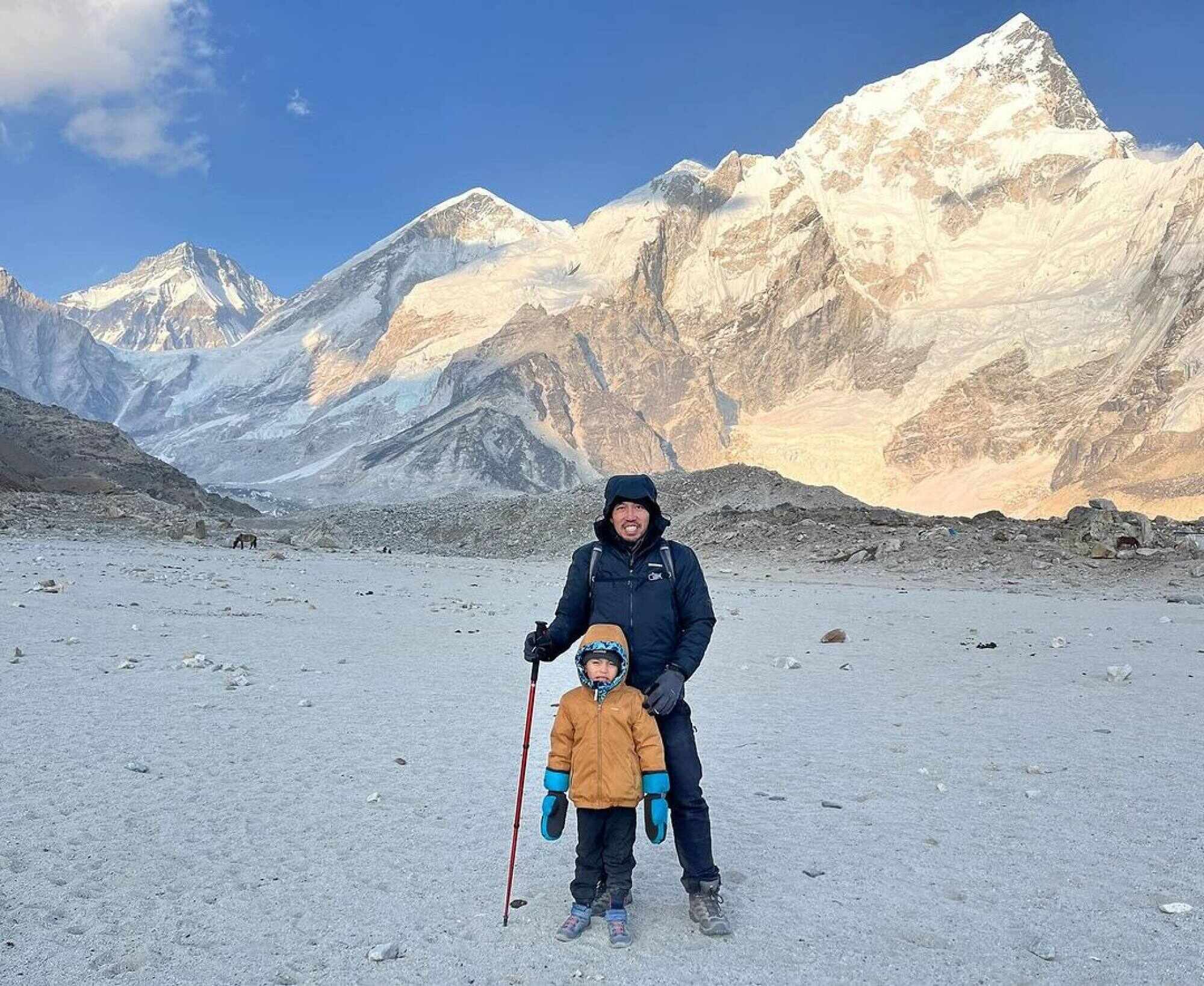 Abyan and his father, Zikri, developed a training programme to prepare for their trek. Photo: Handout