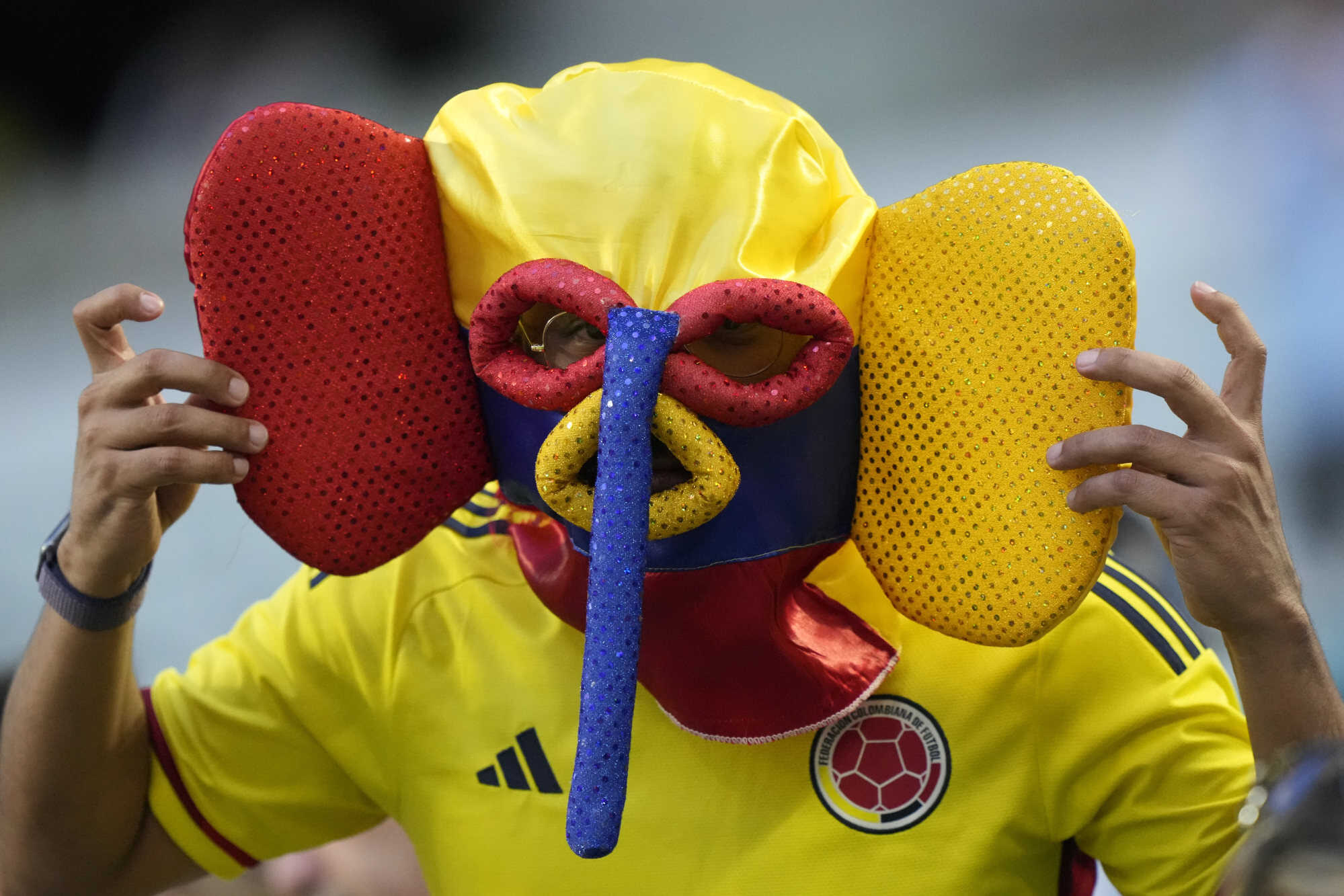 A Colombia fan cheers as he waits for the start of the Copa America final soccer match between Argentina and Colombia in the US state of Florida. Photo: AP