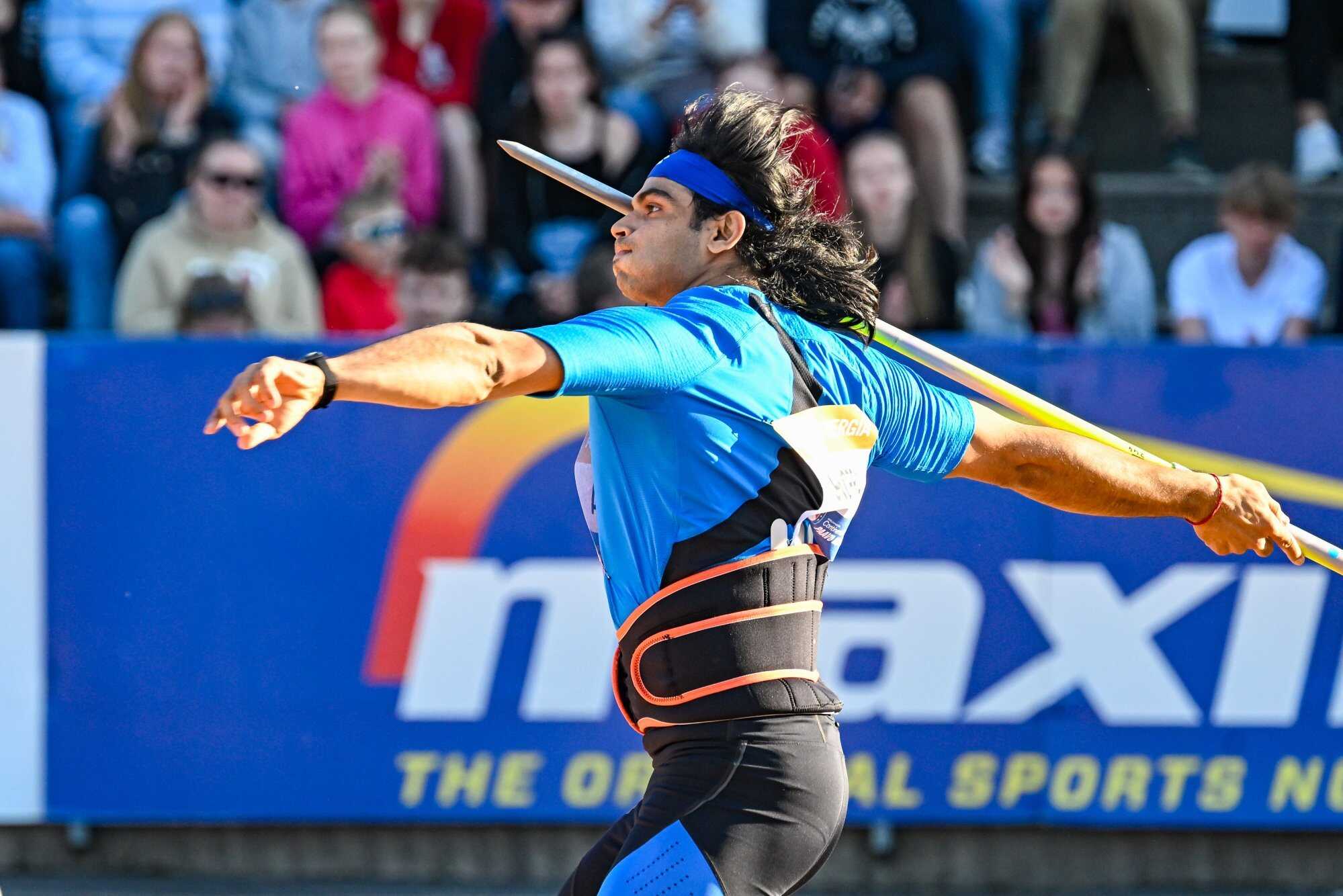 Neeraj Chopra of India competes during the men’s javelin throw event at the Paavo Nurmi Games as part of the 2024 World Athletics Continental Tour Gold in Turku, Finland on June 18, 2024. Photo: EPA-EFE