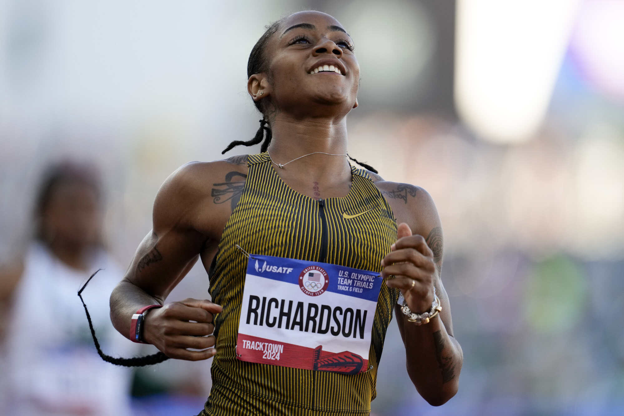 Sha’Carri Richardson wins a heat women’s 200-meter semi-finals during the US Track and Field Olympic Team Trials on June 28, 2024. Photo: AP