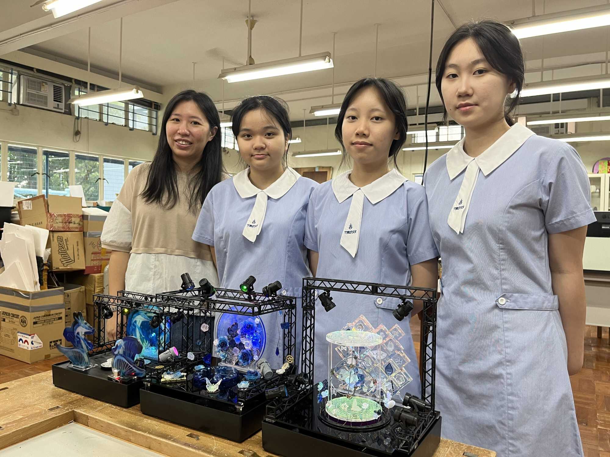 Teresa Wong (left) has taught students at Tuen Mun Catholic Secondary School about how to blend technology with art. Photo: Handout