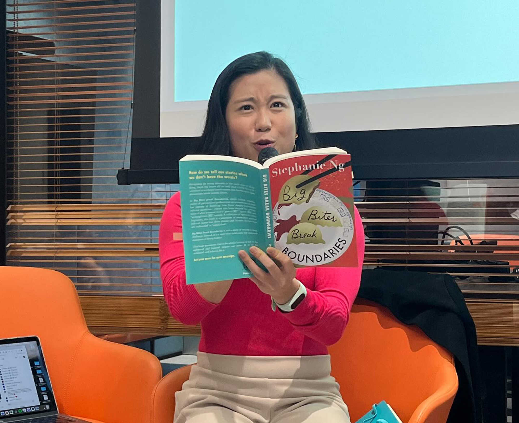 Stephanie Ng reads from her book. Photo: Stephanie Ng