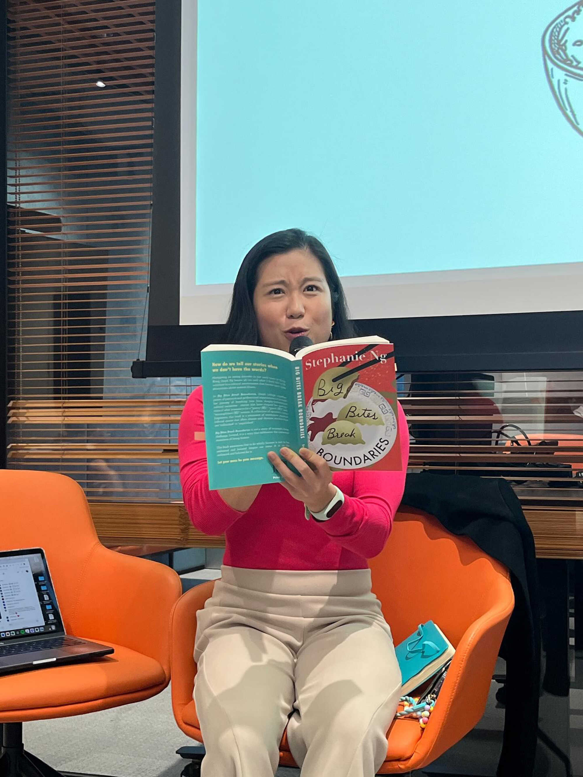Stephanie Ng reads from her book. Photo: Stephanie Ng