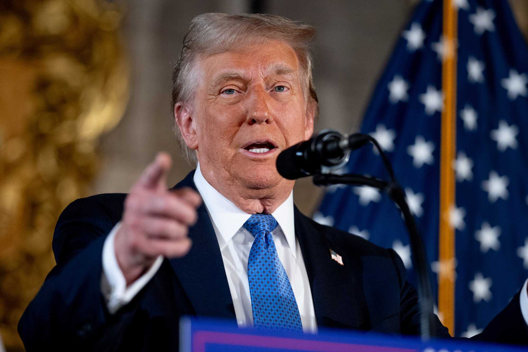 US President-elect Donald Trump speaks at a news conference at Trump’s Mar-a-Lago resort in Florida, United States. Photo: Getty Images/TNS