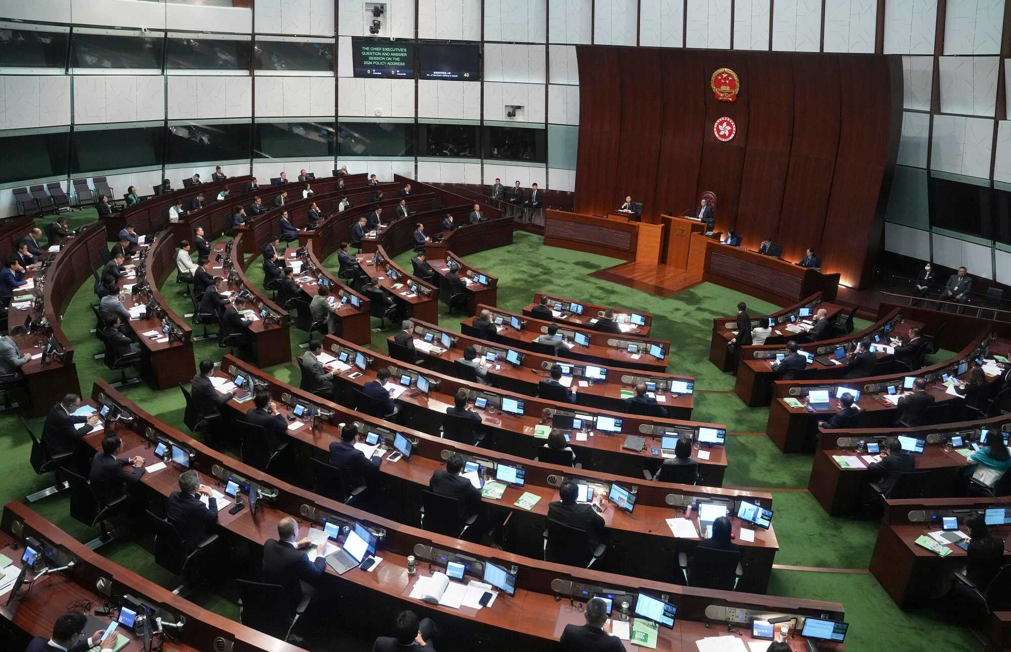 Chief Executive John Lee Ka-chiu attends the LEGCO Council Question and Answer Session on the 2024 Policy Address with lawmakers. Photo: Elson Li