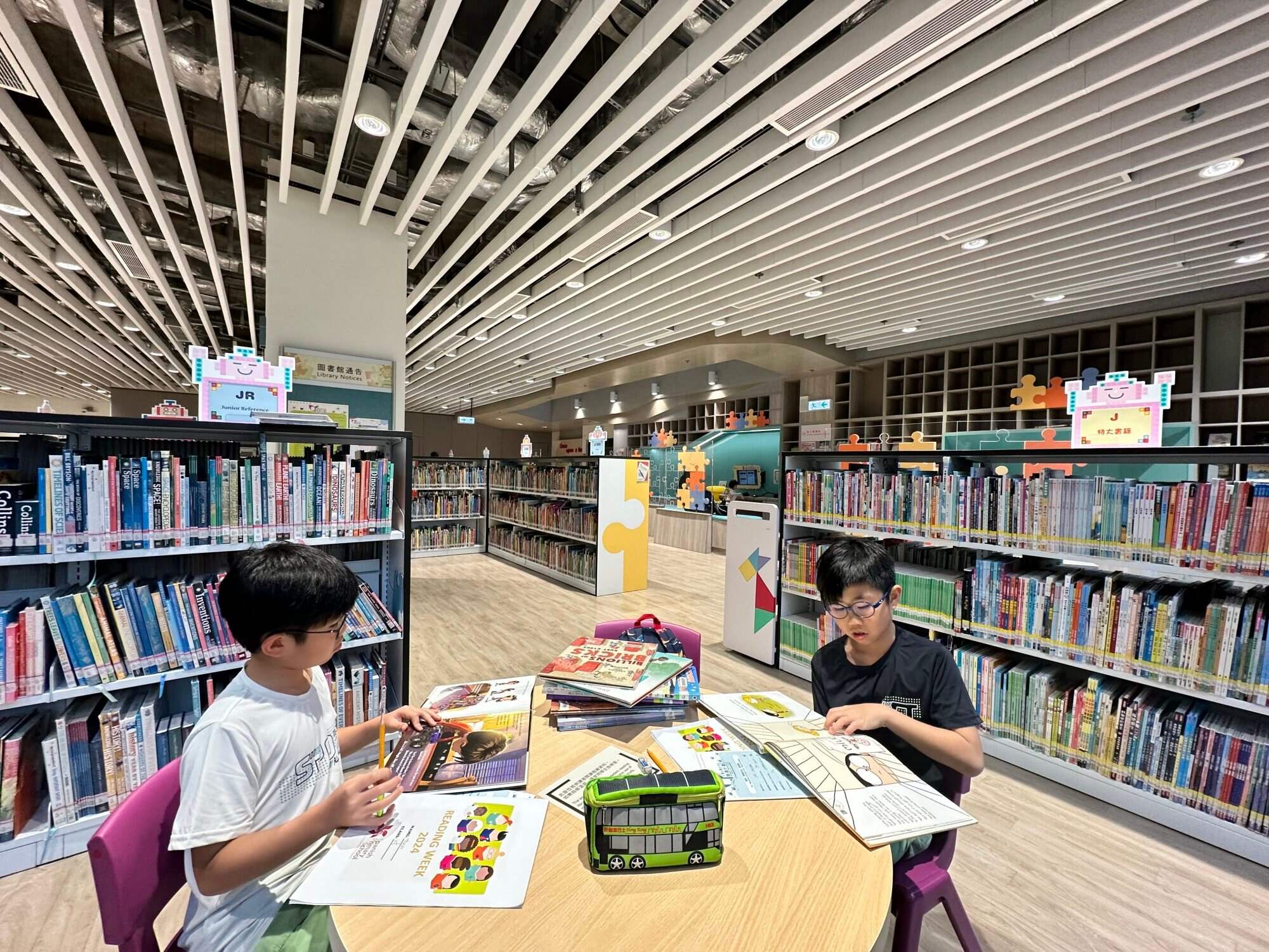 Skyler and Thyler at the library. Photo: Handout