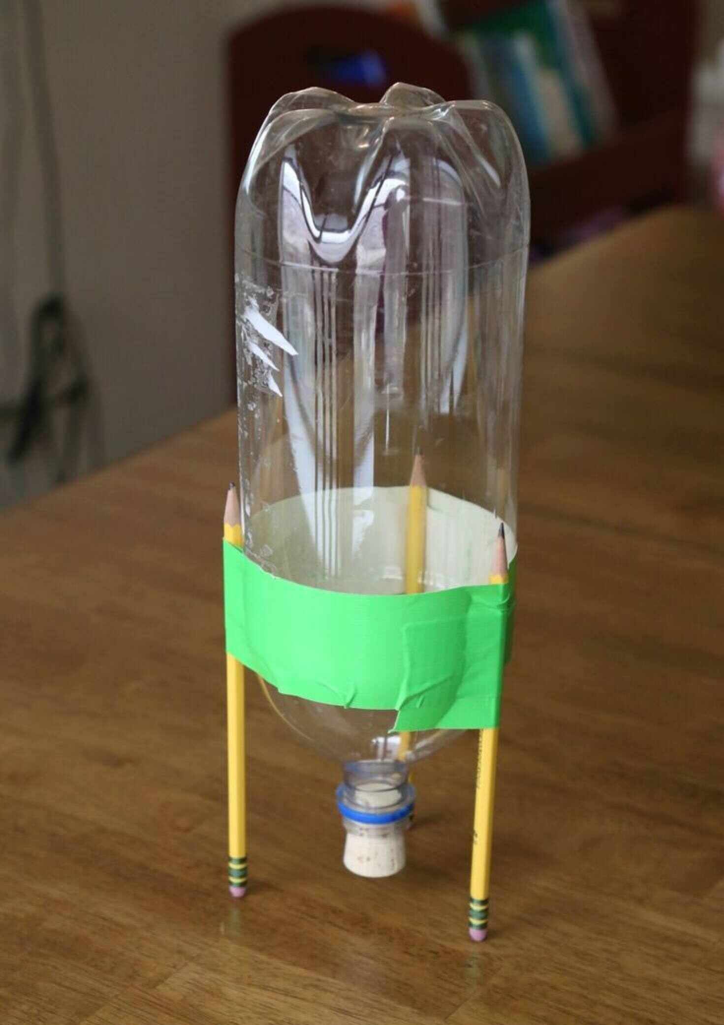 Build your own rocket with simple materials and launch it safely outdoors. Photo: Pinterest/frugalfun