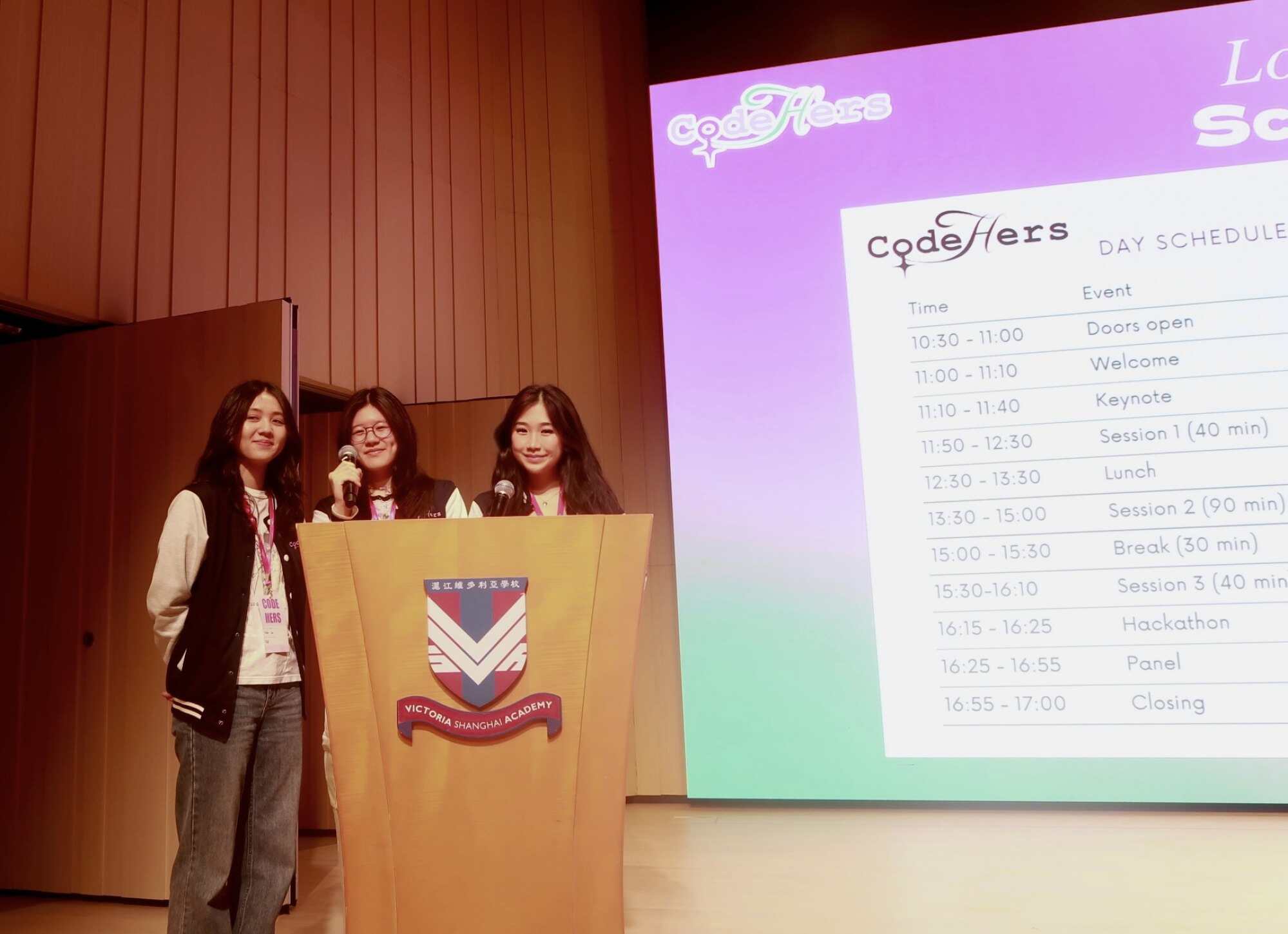 Macy Lau (centre) is one of the co-founders of CodeHers. Photo: Handout