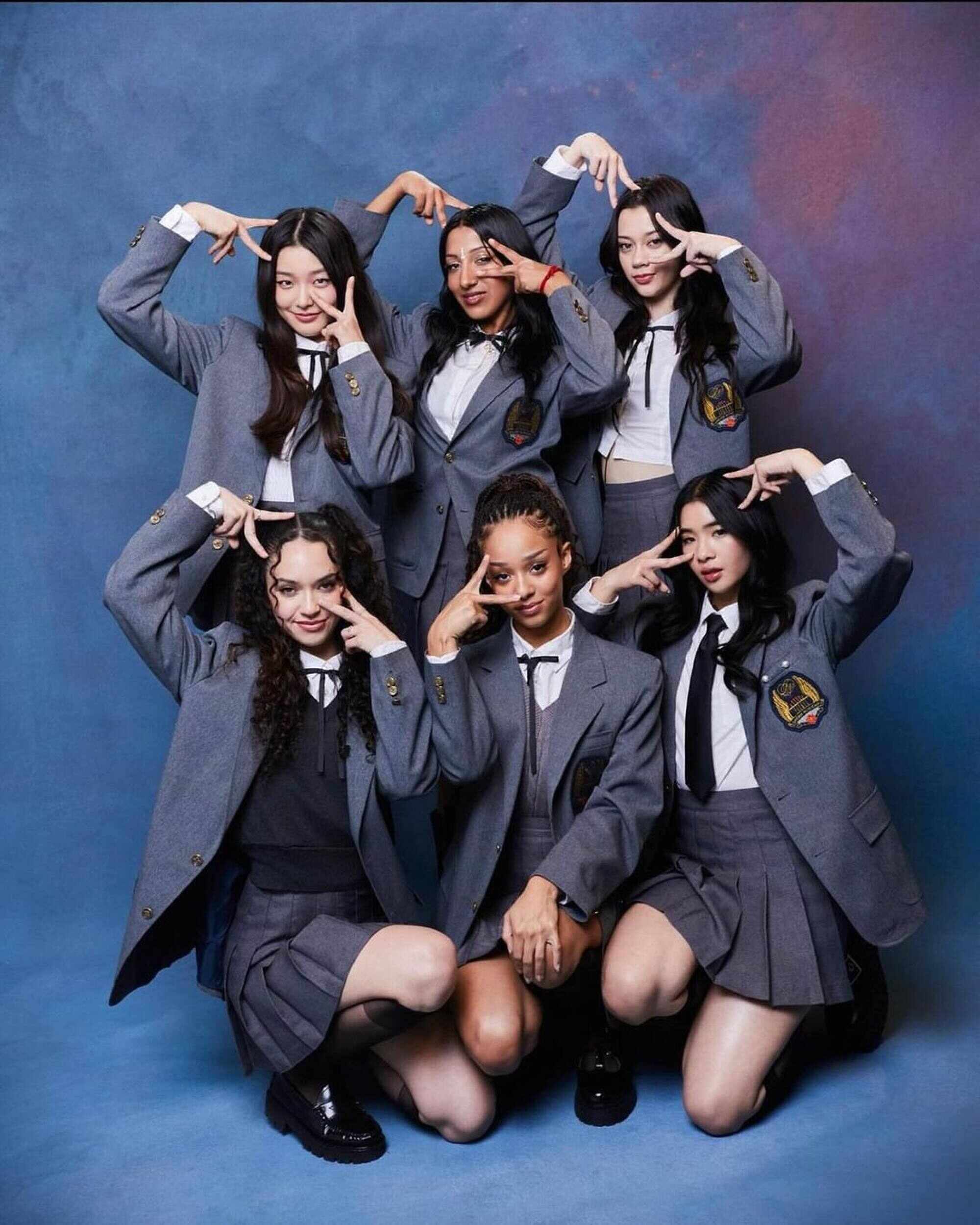 Lara Rajagopalan (top row, middle) of global girl group Katseye came out as bisexual earlier this year. Photo: Instagram