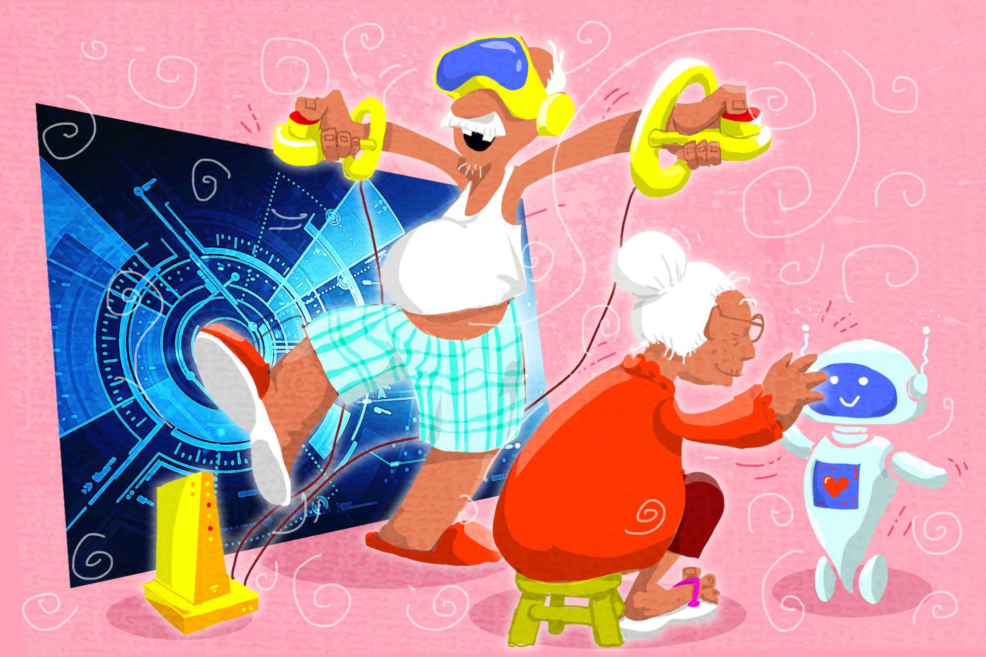 Hong Kong businesses are embracing the potential of the silver economy with more services and technology for the elderly. Illustration: Henry Wong