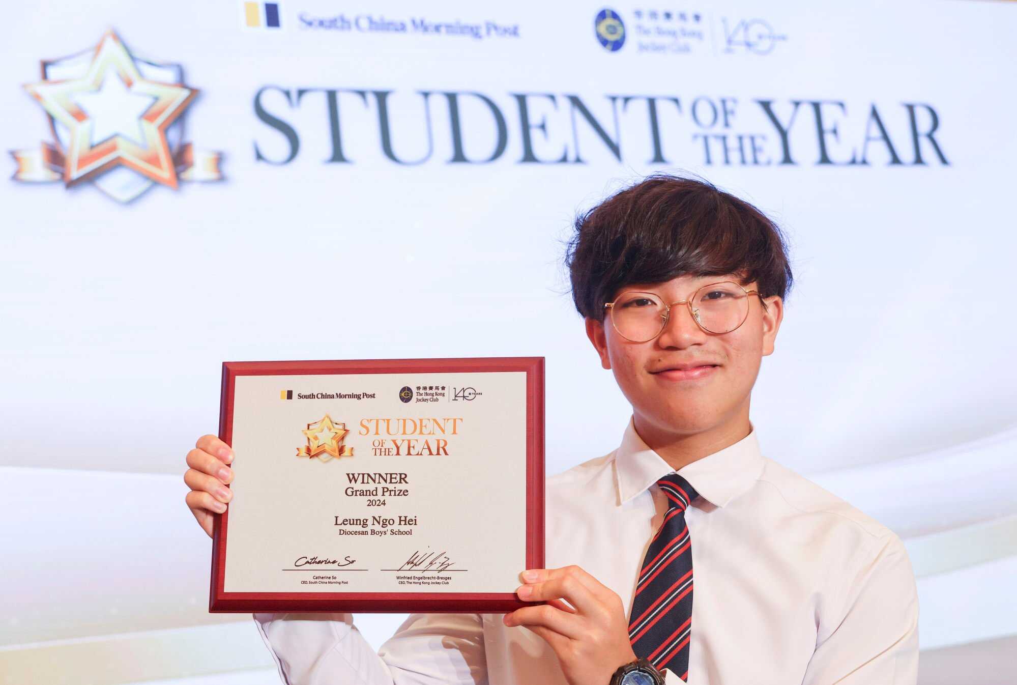 Austin Leung Ngo-Hei, from Diocesan Boys’ School, is this year’s grand winner. Photo: Dickson Lee