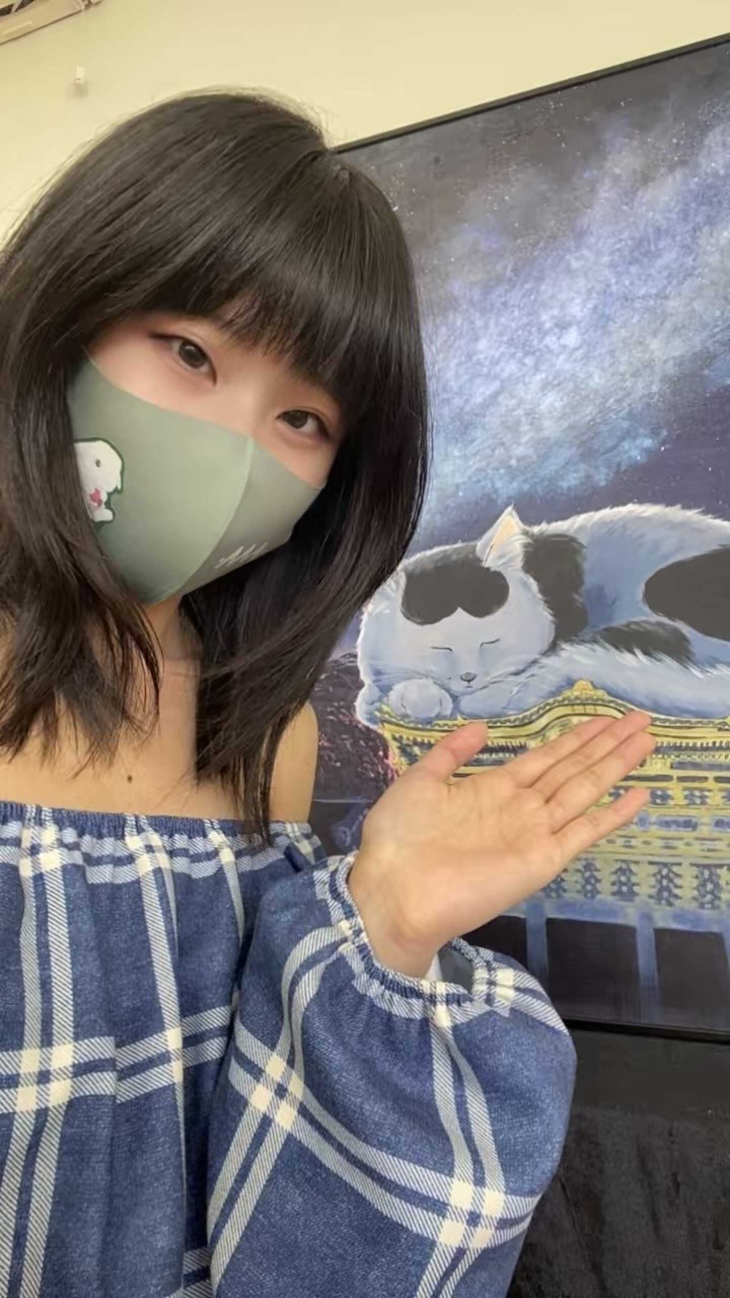 Hong Kong artist Maf Cheung poses with one of her pieces. Photo: Handout