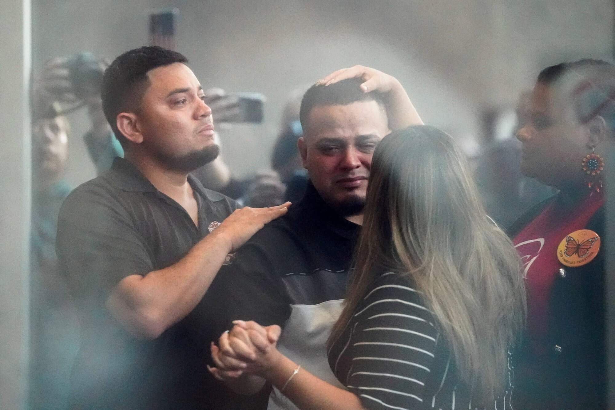 Kilmar Abrego, the migrant whose wrongful deportation to El Salvador made him a symbol of US President Donald Trump’s aggressive immigration policies, holds his wife Jennifer Vasquez Sura’s hand. Photo: Reuters