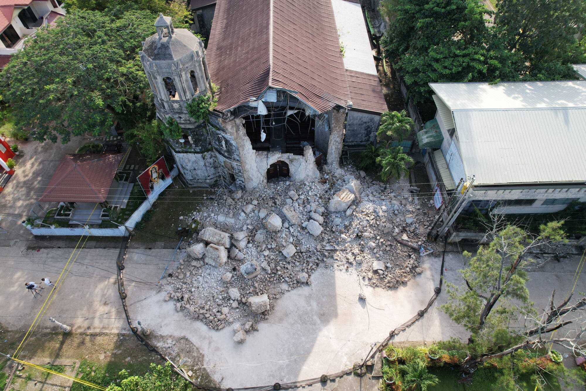 The damaged Archdiocesan shrine of Santa Rosa de Lima Church in Daanbantayan, Cebu, Philippines after Tuesday’s earthquake. Photo: AP