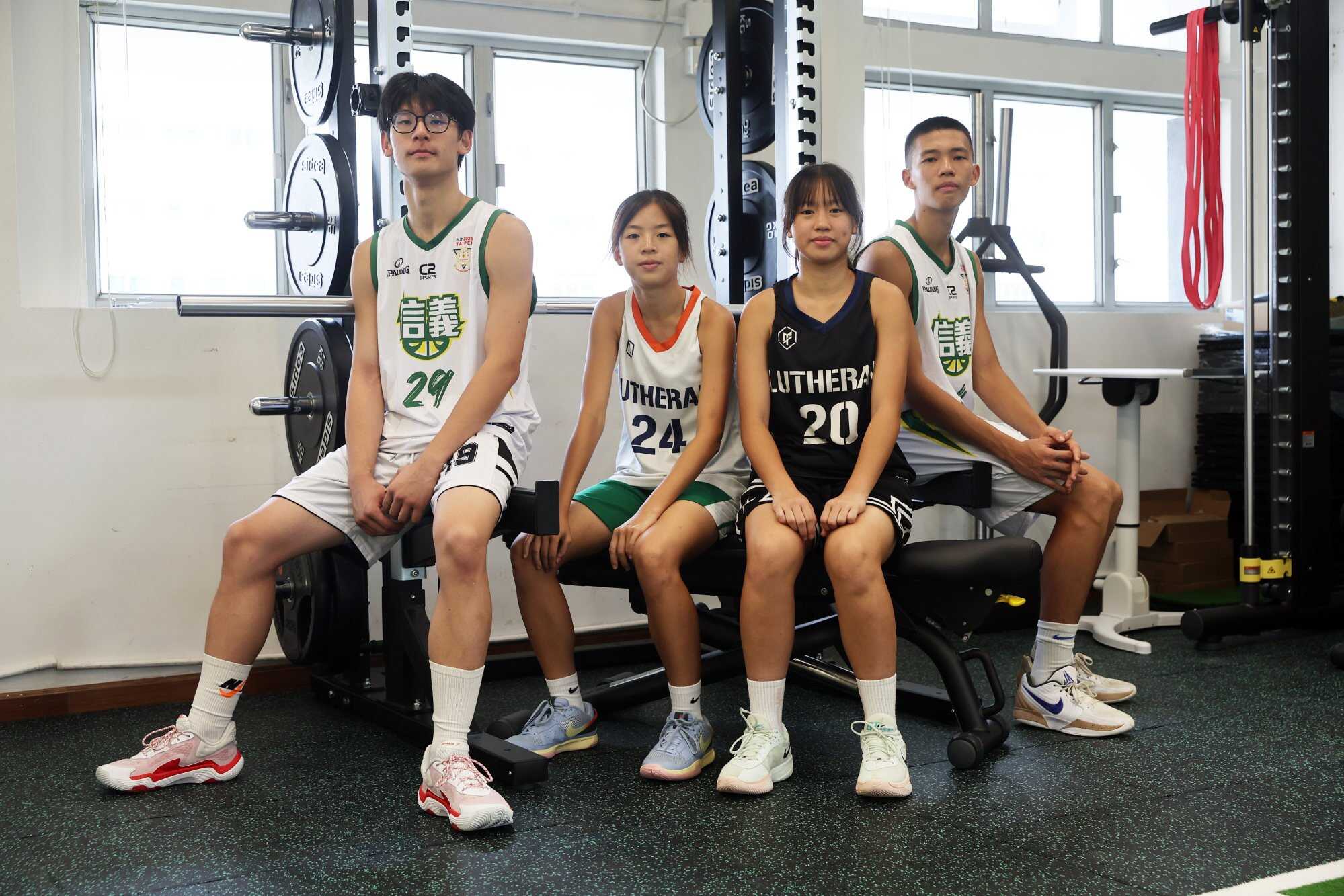 ELCHK Lutheran Secondary School basketball players Andy Hui Wang-tik (from left), Wong Hin-yu, Tam Hei-tung and Ray Lin Bai-rui. Photo: Edmond So