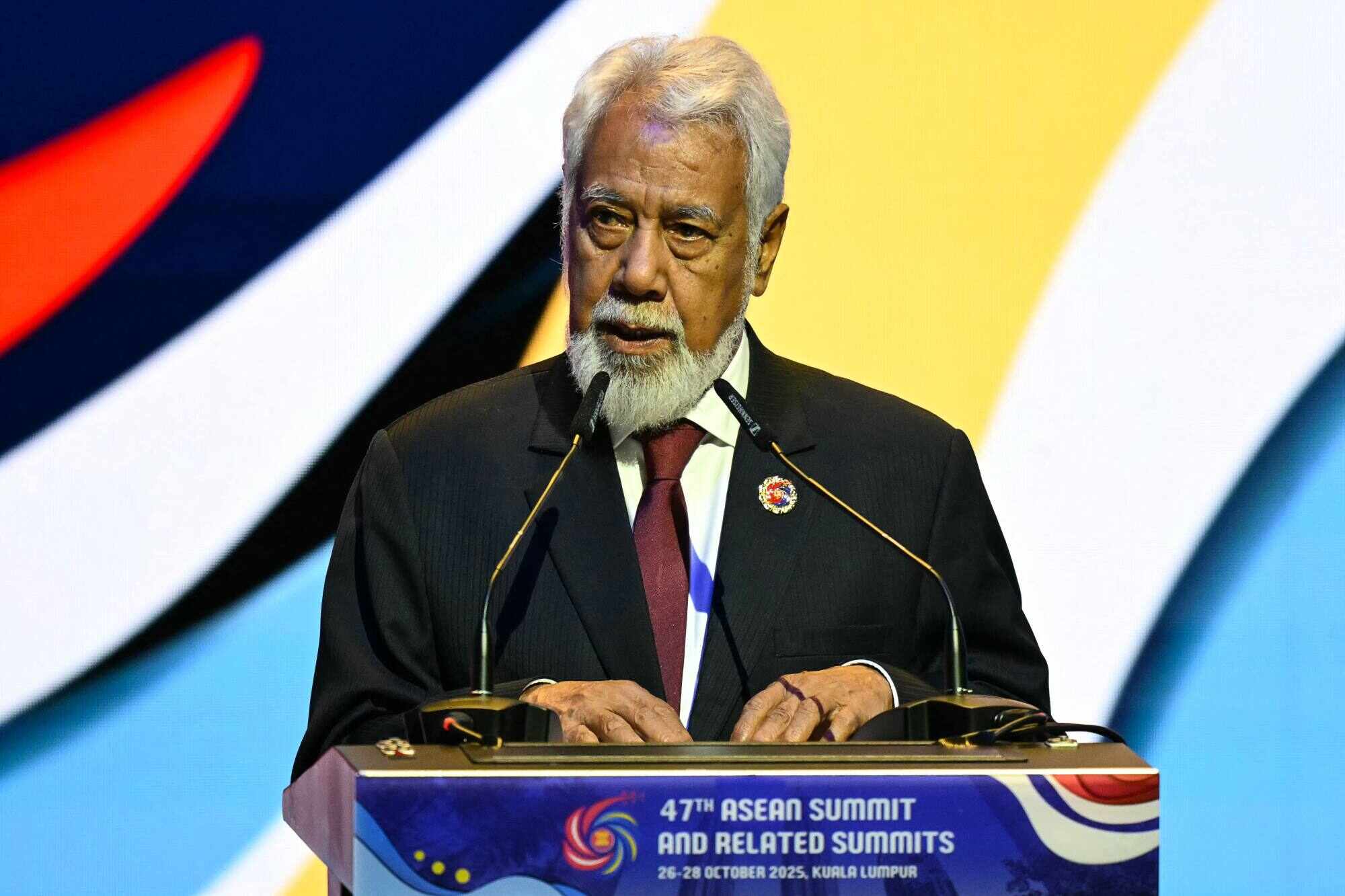 Gusmao speaks at the Asean summit in Kuala Lumpur, bringing many to tears. Photo: AFP