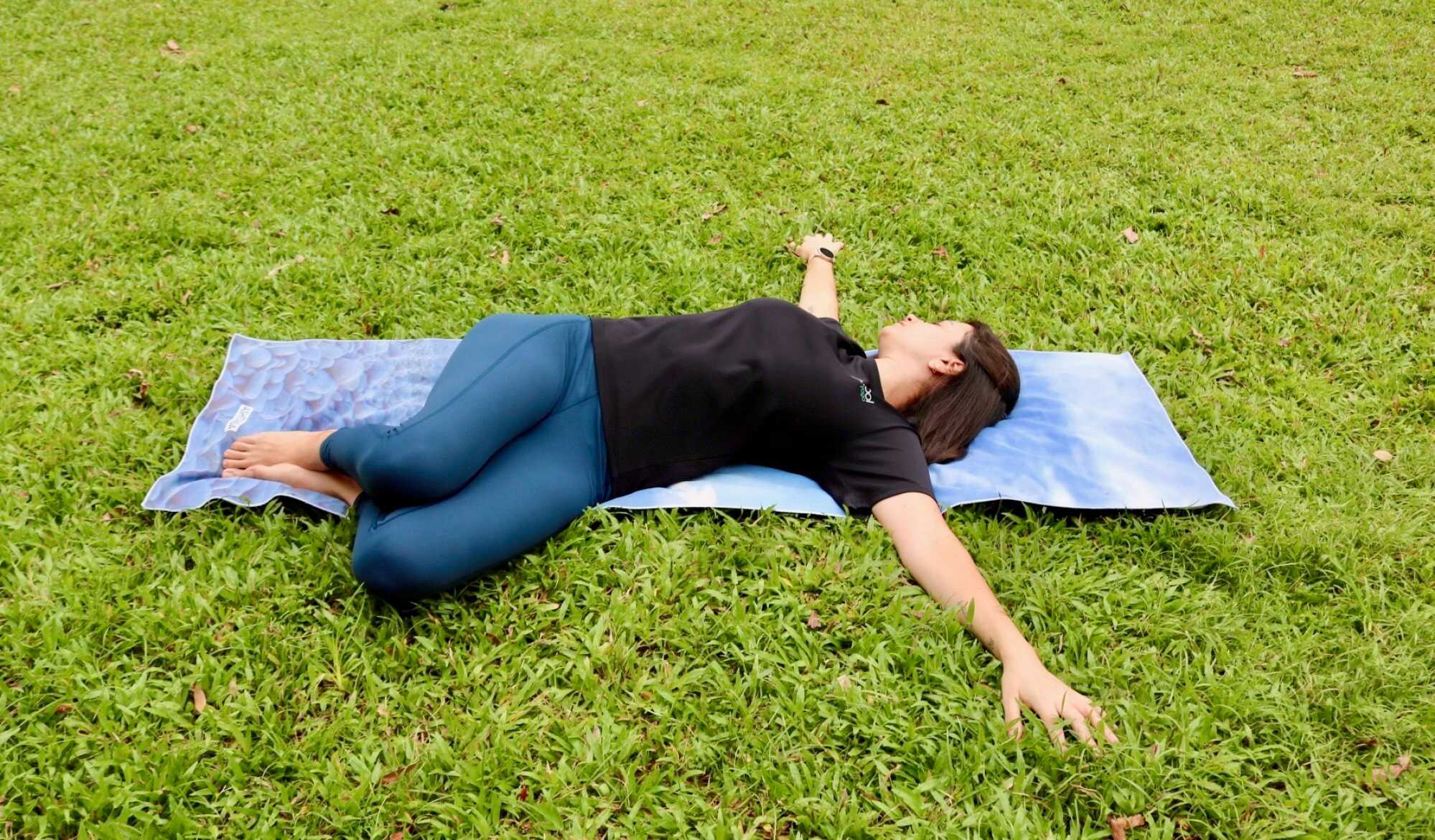 Choose the “two knee twist” when you’re feeling extra tight and stiff. Photo: Handout