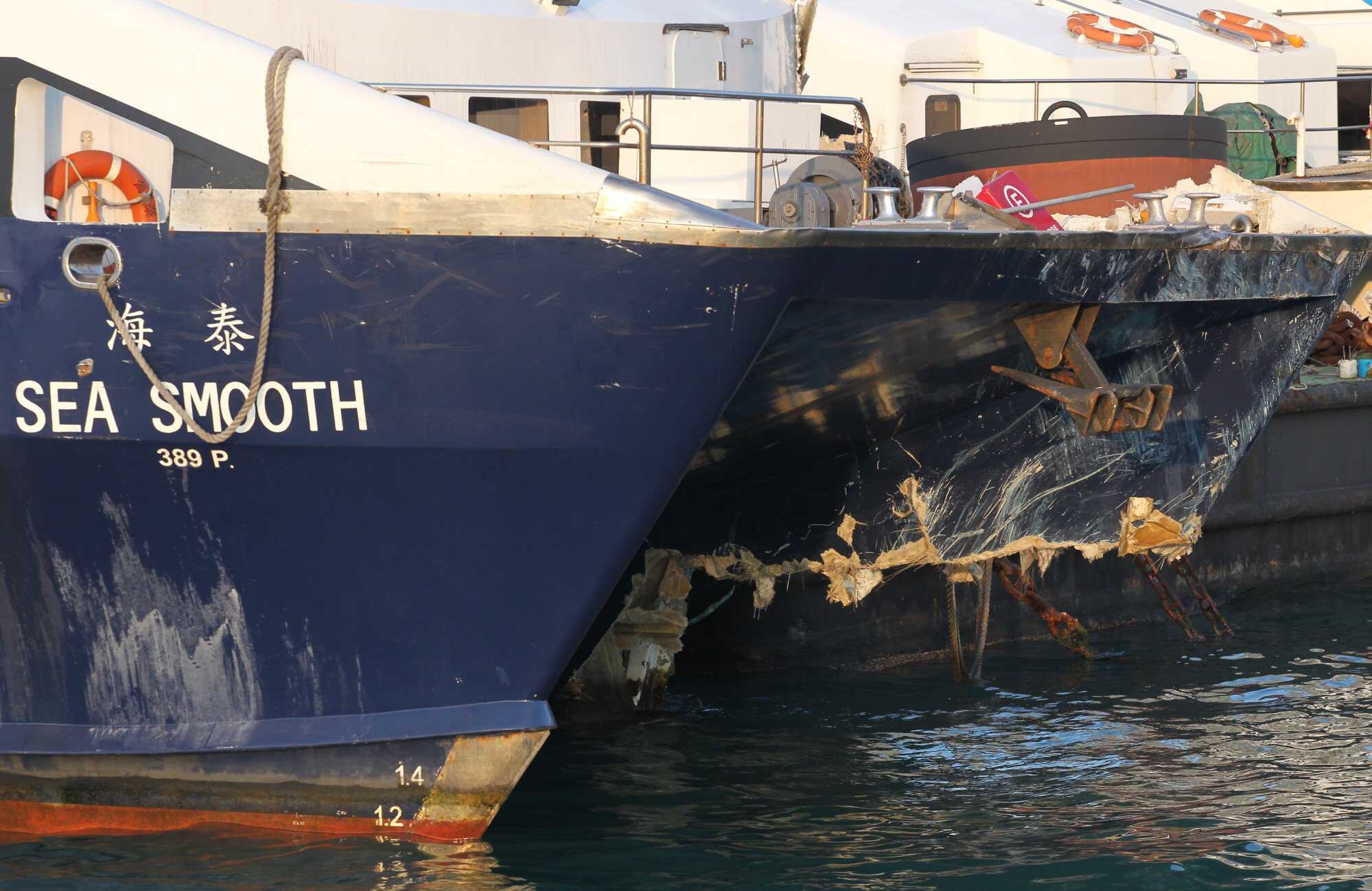 Sea Smooth, the ferry that collided with Hongkong Electrics’ Lamma IV off Lamma Island, killing 39 people, pictured at New Yau Ma Tei Typhoon Shelter in December 2012. Photo: Nora Tam
