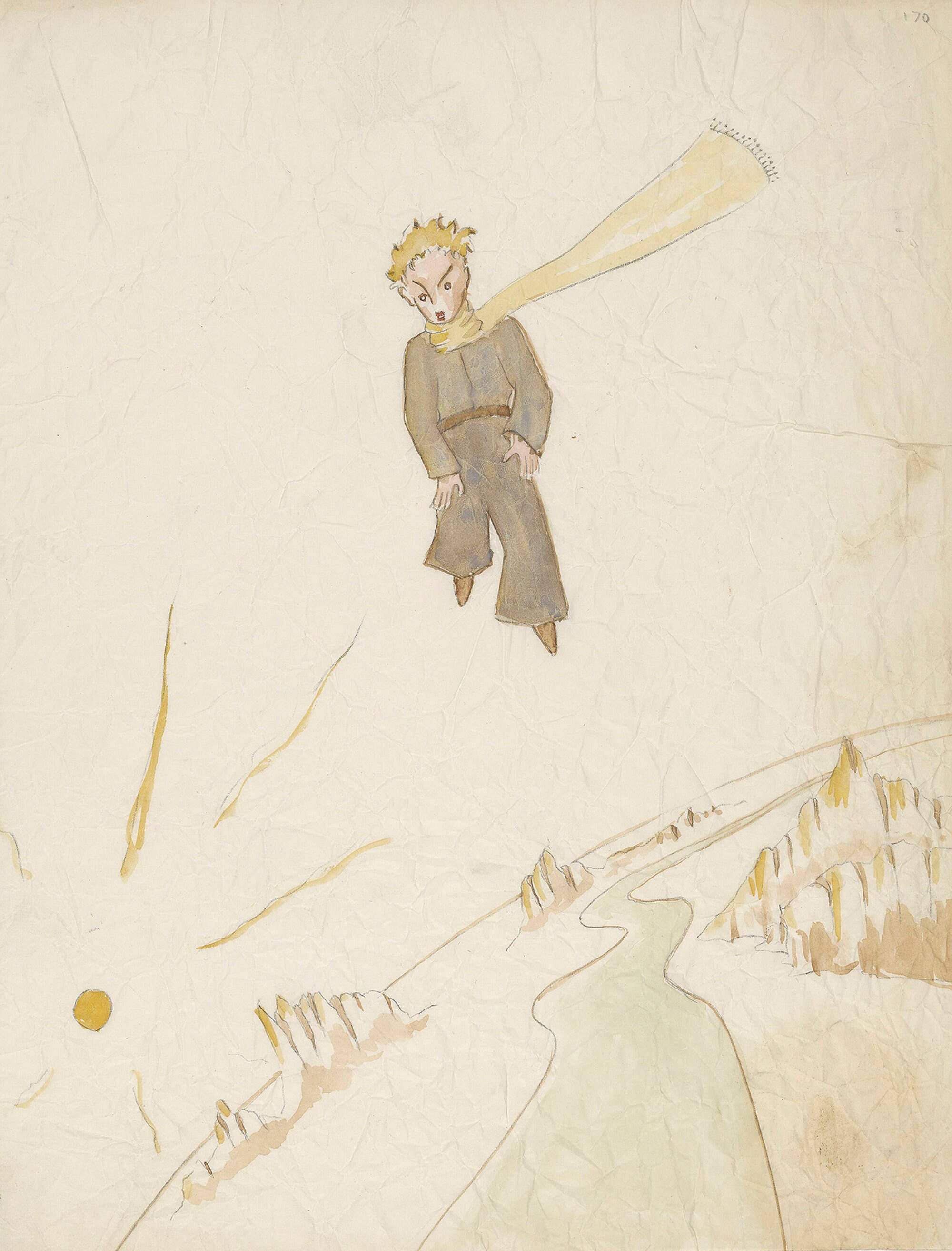A drawing from Antoine de Saint-Exupery’s beloved children’s tale, ‘The Little Prince’. Photo: Morgan Library and Museum, Graham S. Haber via AP