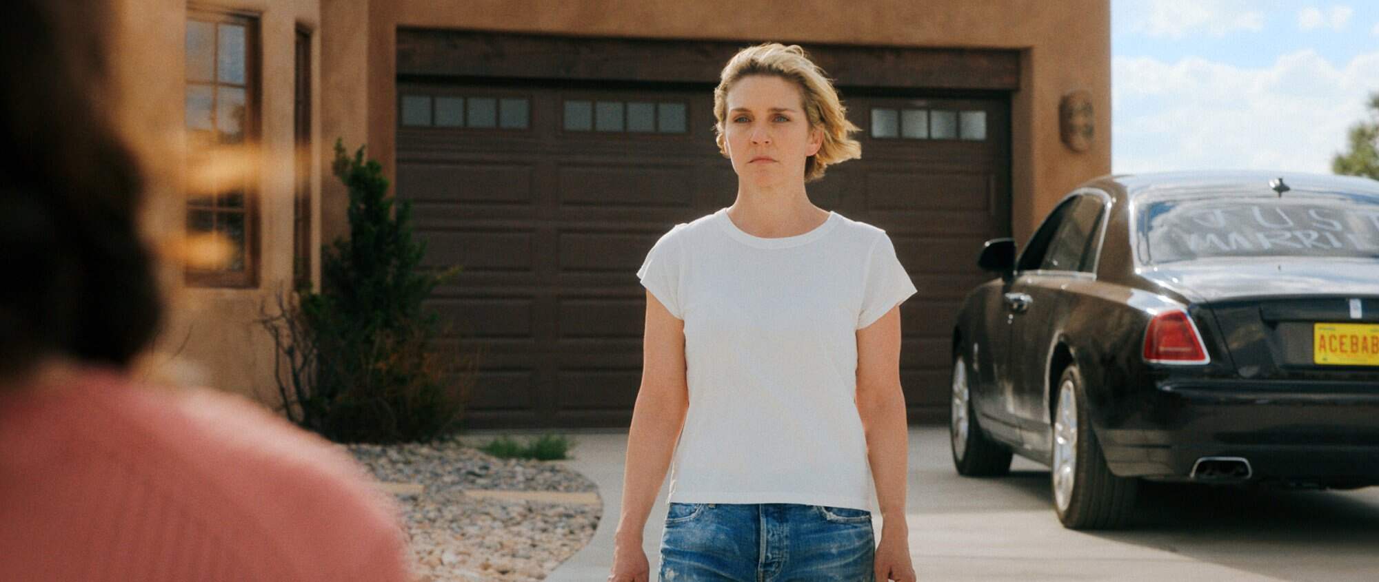 Carol Sturka, played by Rhea Seehorn, ponders whether humanity is worth saving in “Pluribus.” Photo: Apple/TNS