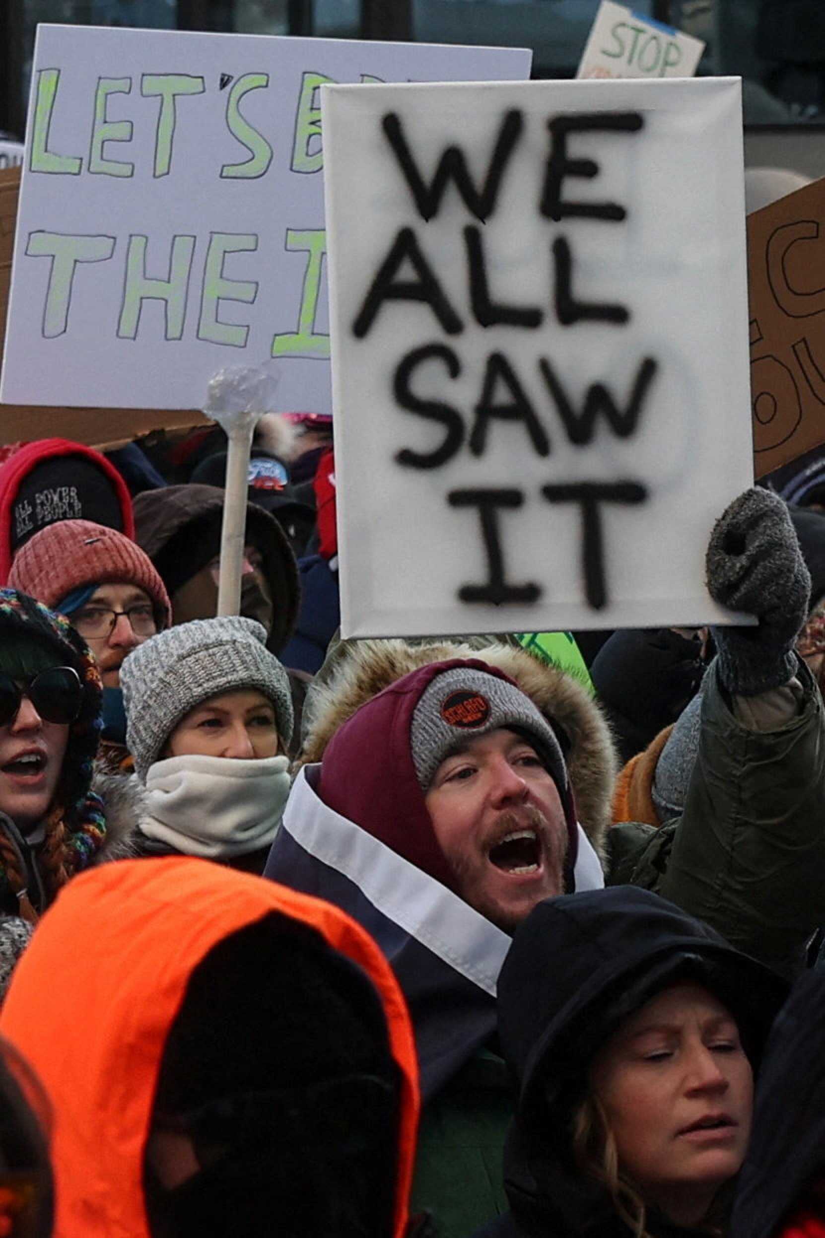 People take part in a demonstration a day after a man identified as Alex Pretti was fatally shot by federal immigration agents. Photo: Reuters