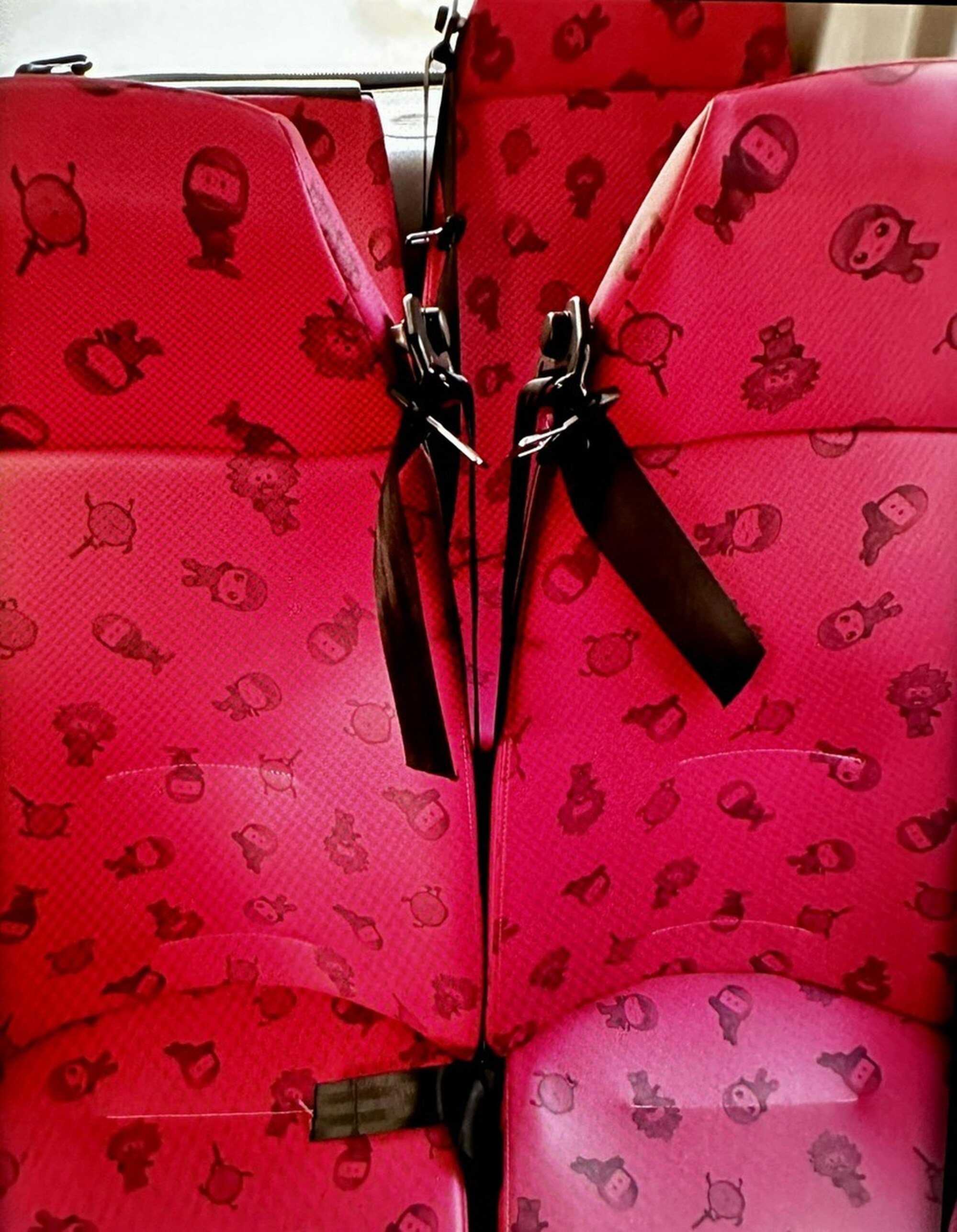 A damaged seat belt on a Kowloon Motor Bus double-decker in Ma On Shan. Photo: Handout