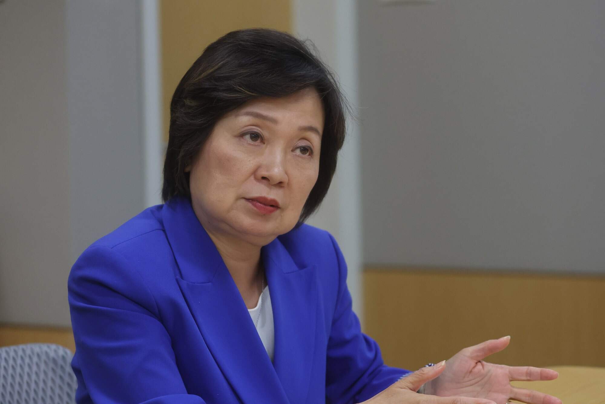 Secretary for Education Christine Choi Yuk-lin says the Education Bureau is reviewing the policy on medium of instruction in secondary schools. Photo: Edmond So