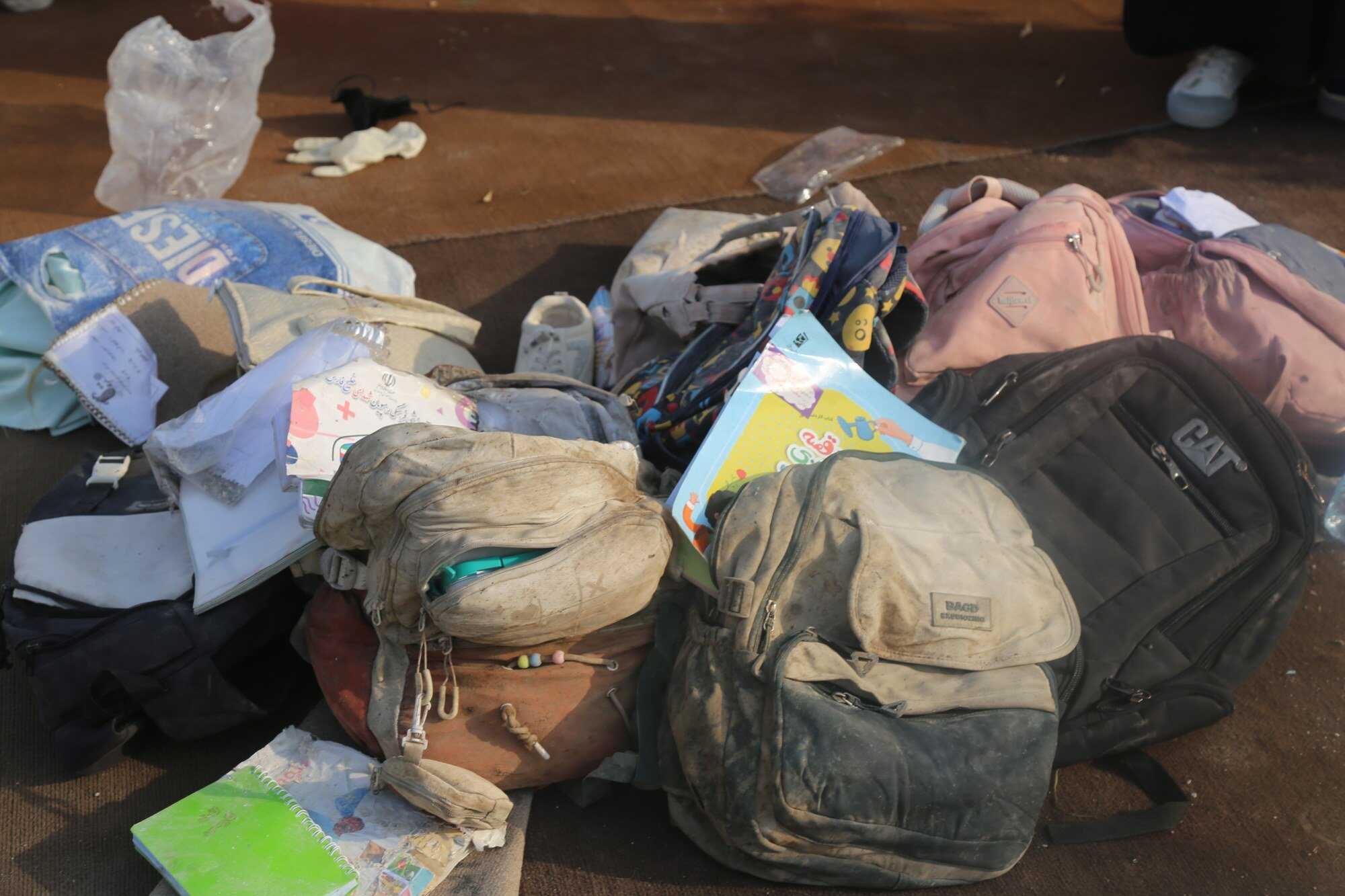 Schoolbags at a girls’ primary school in Minab, Iran’s southern province of Hormozgan, that was hit by a joint US-Israeli strike. The death toll is expected to rise. Photo: Xinhua