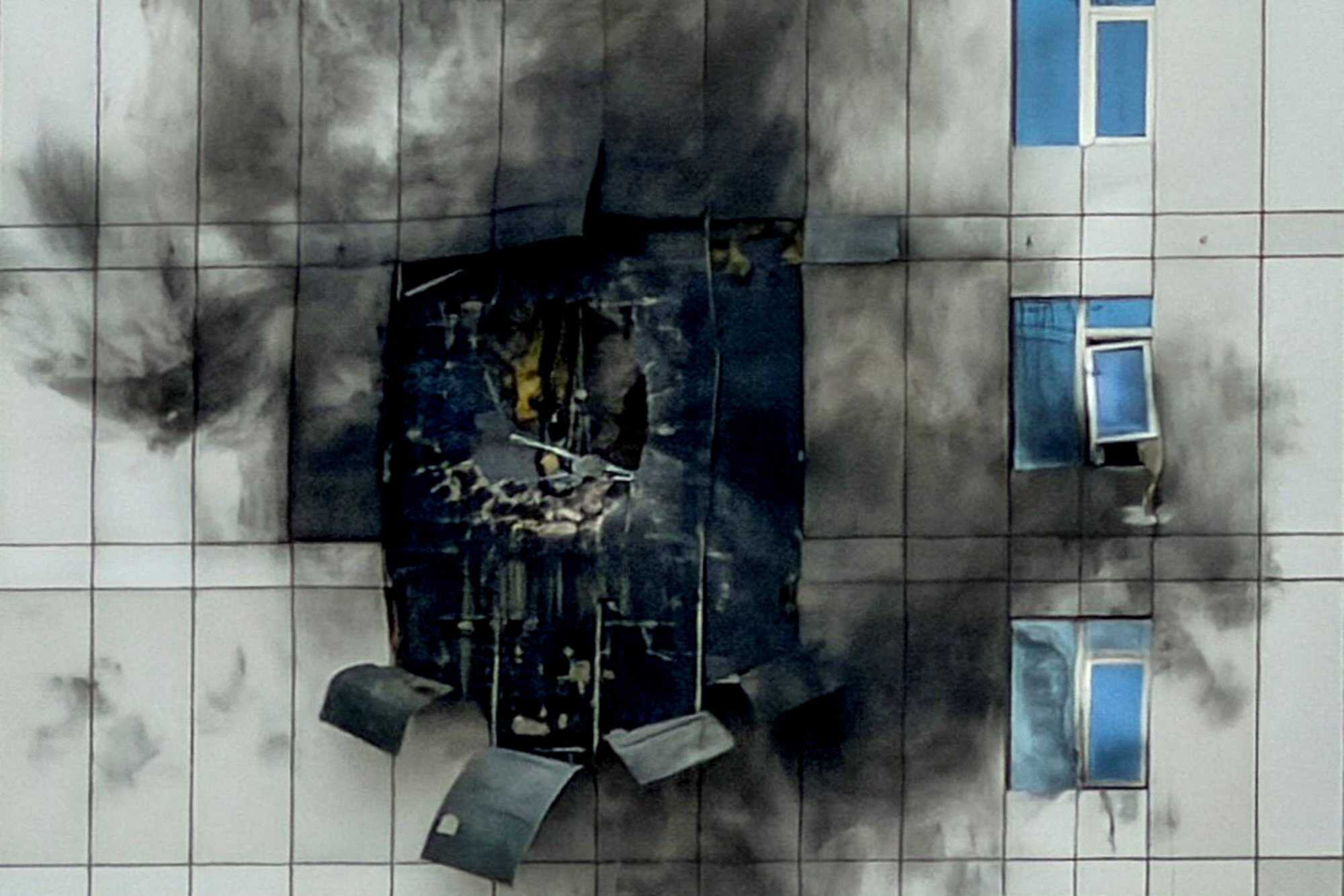 A building damaged by an Iranian drone attack in Juffair, Manama, Bahrain. Photo: Reuters