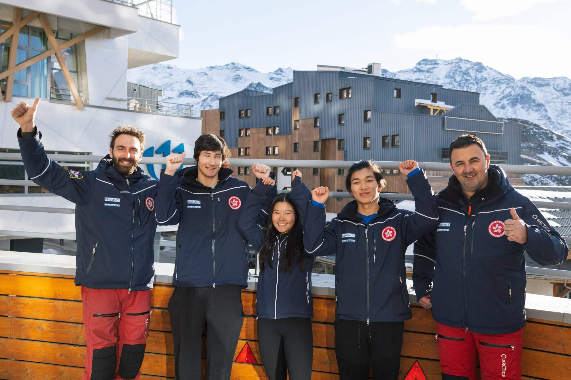 Adrian Yung (second from right) with other Hong Kong team members in Europe. Photo: Ski Association of Hong Kong