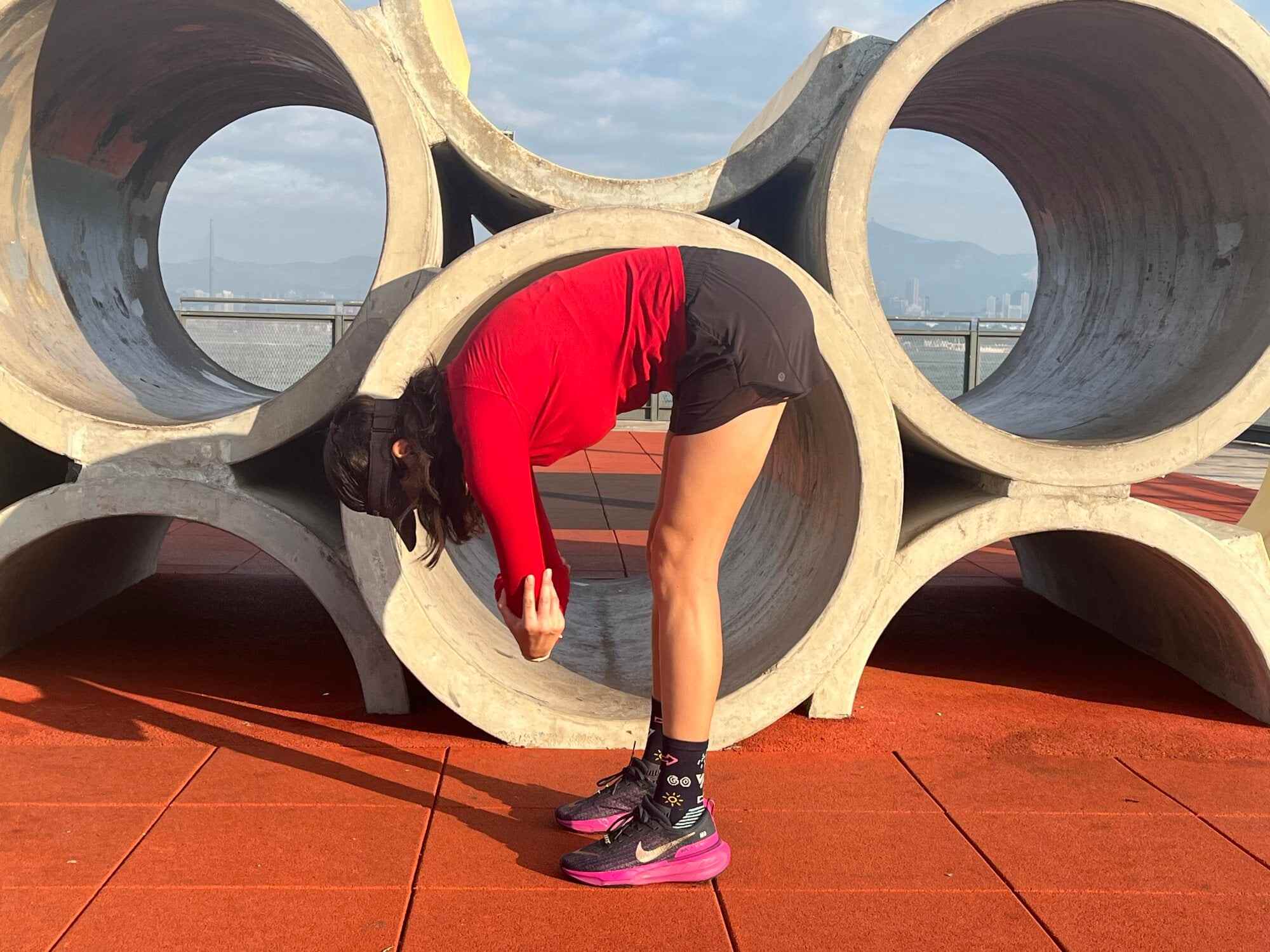 Alison Drake shows how to do the standing forward pose. Photo: Handout