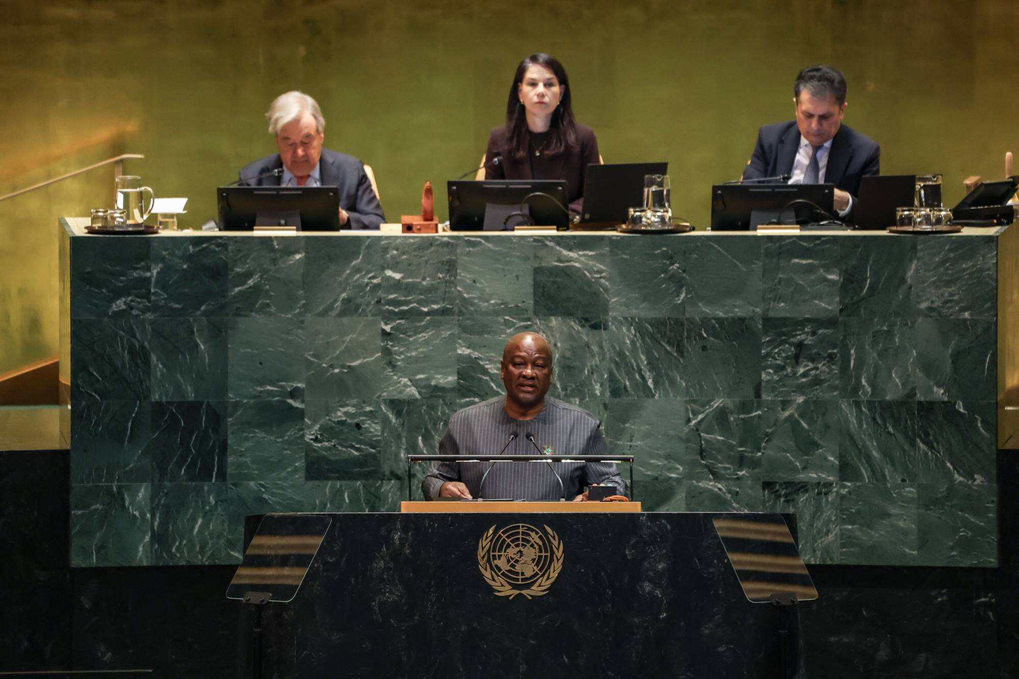 John Dramani Mahama, President of Ghana, addresses the UN General Assembly during a commemorative event marking the abolition of slavery and the transatlantic slave trade. Photo: dpa