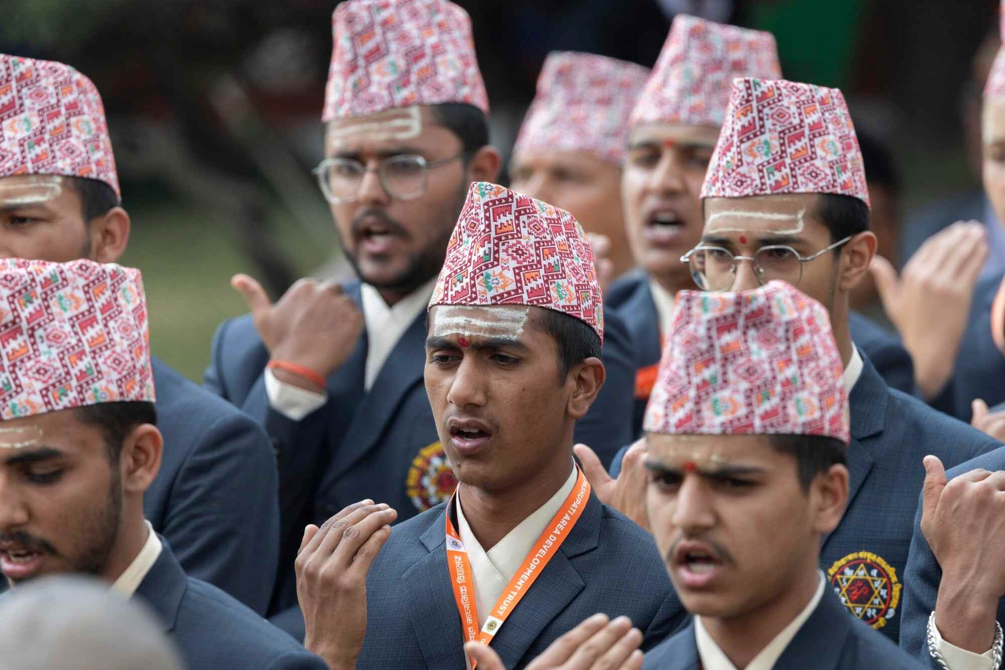Nepali Hindu Brahmins and Buddhist monks chant mantras during the oath-taking ceremony of Nepal's newly elected Prime Minister, Balendra Shah, at the presidential office in Kathmandu on March 27, 2026. Photo: EPA