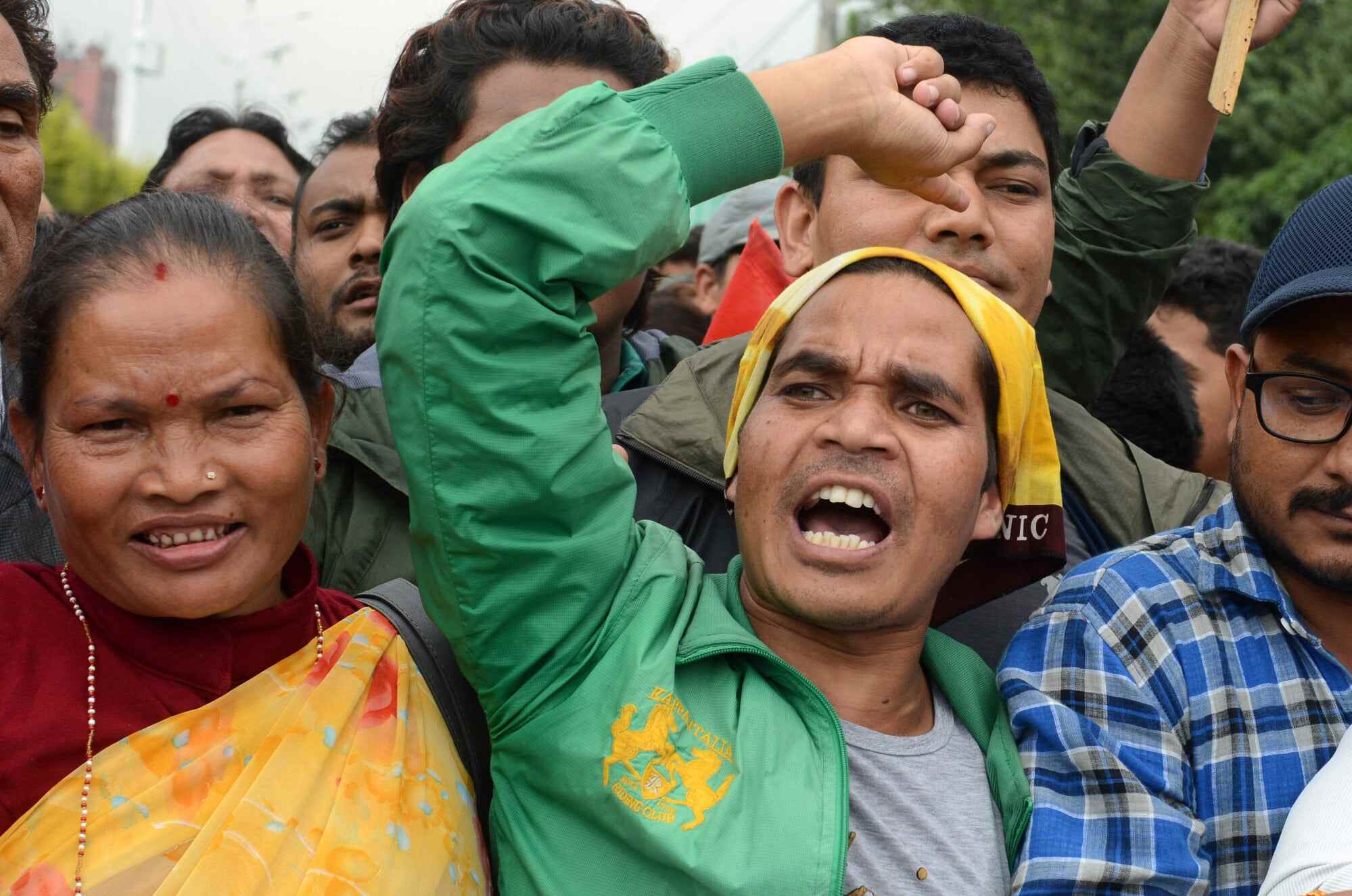 Dalit activists chant slogans during a protest in Kathmandu in 2015, demanding equal rights in Nepal’s constitution. Photo: AFP