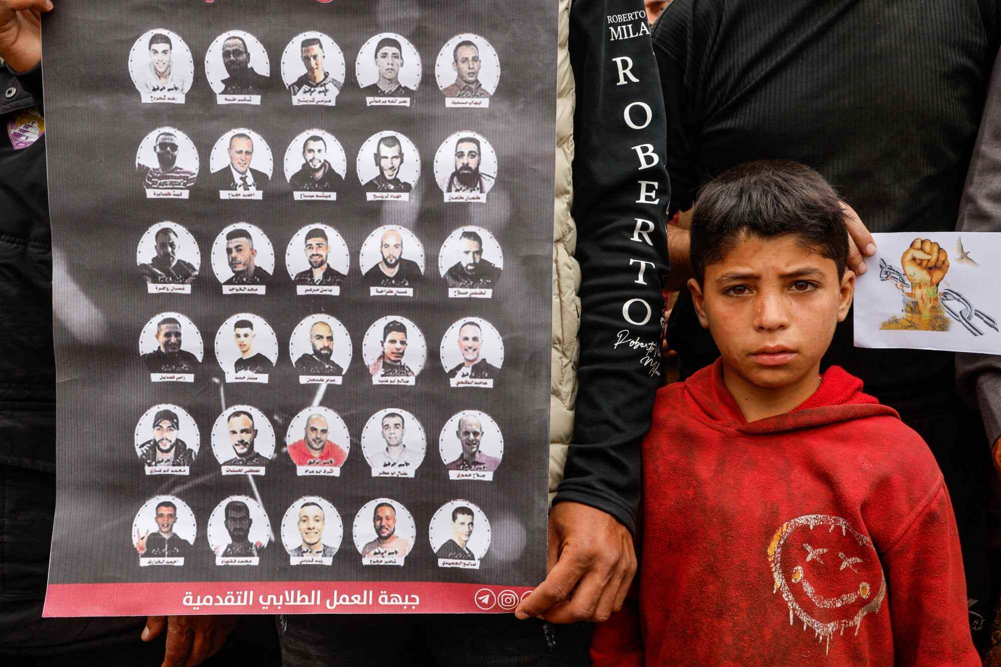 A Palestinian boy looks on during a protest against a new Israeli death penalty law for Palestinians, in Khan Younis, southern Gaza Strip. Photo: Reuters