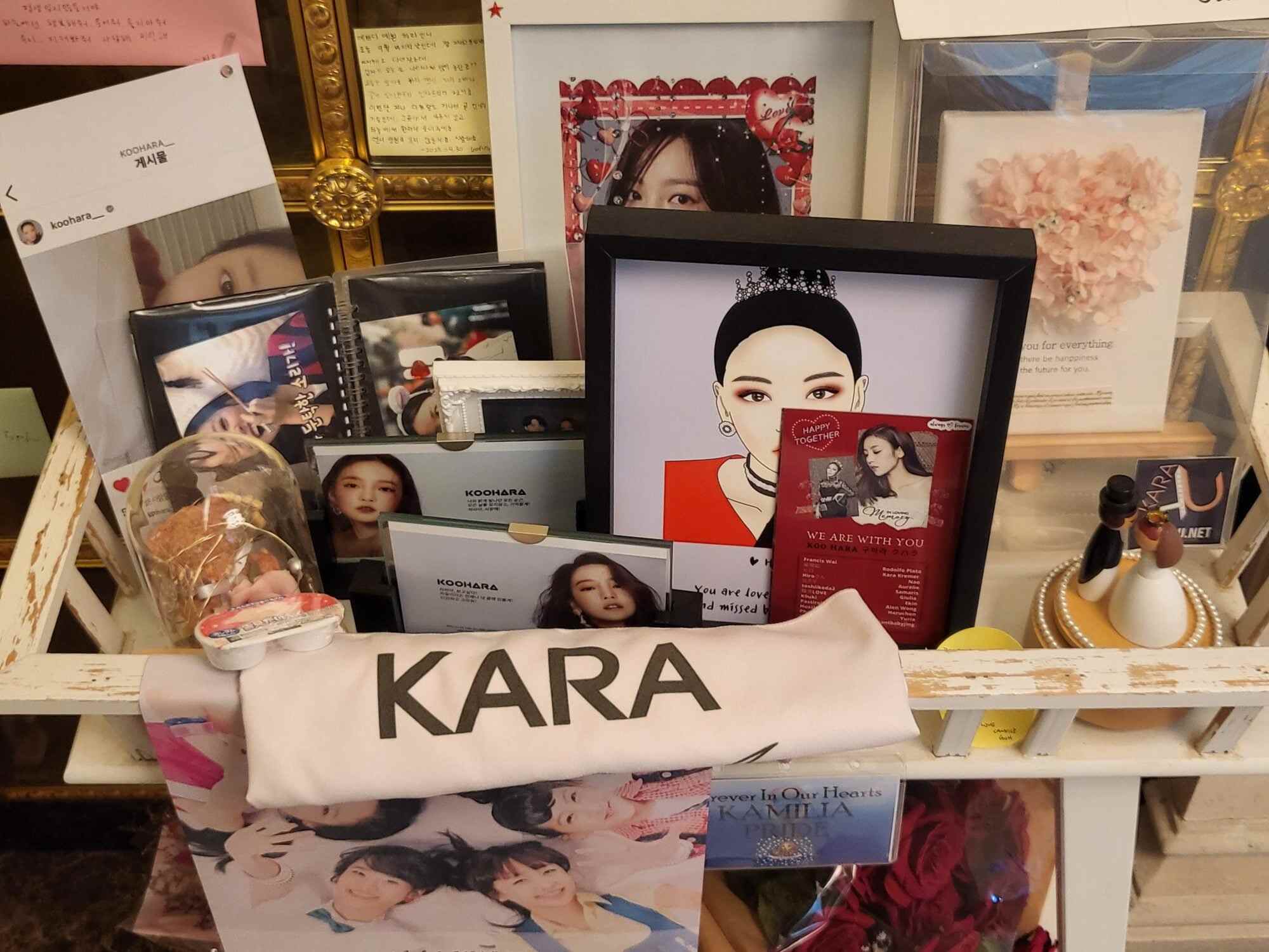 Mementoes and photos of Goo Hara at her memorial room in Gyeonggi Province, south of Seoul. Photo: Edward Sugiana