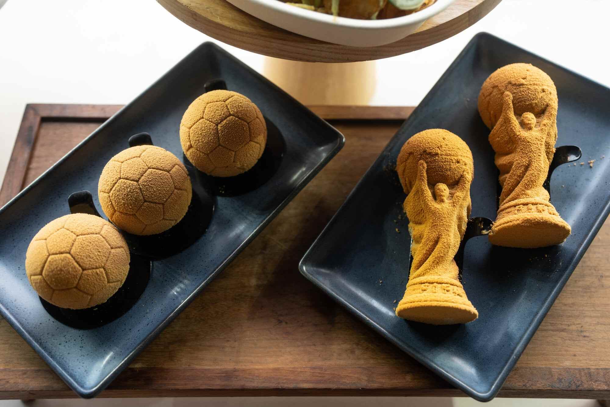 Menu offerings for the World Cup on display during a media event at SoFi Stadium in Inglewood, California, the US. Photo: AP