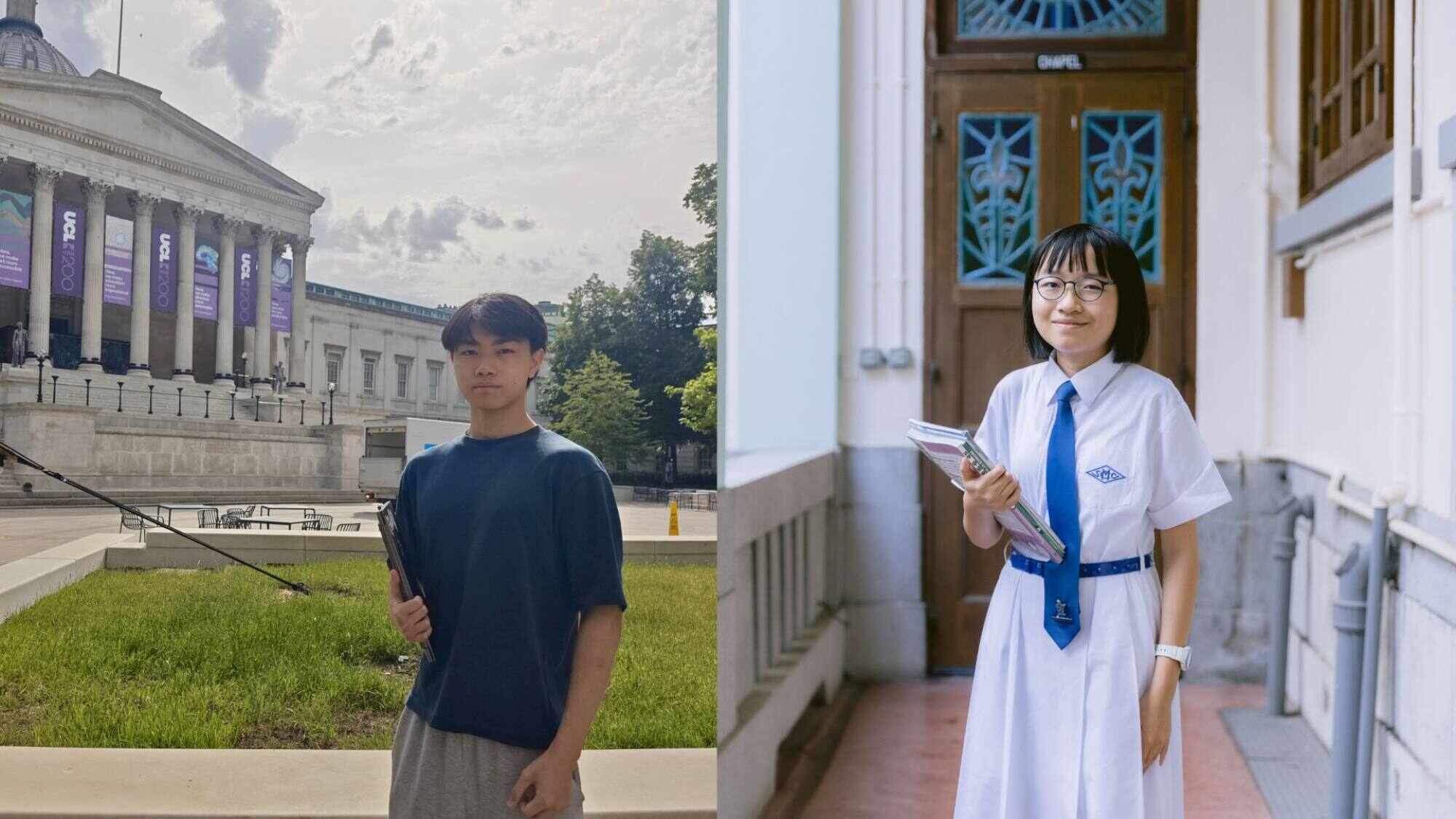 University student Brian Au (left) and secondary school pupil Valerie Chiu share how Lai Ka-ying’s story has made an impact. Photos: Handout; Kong Yat-pang