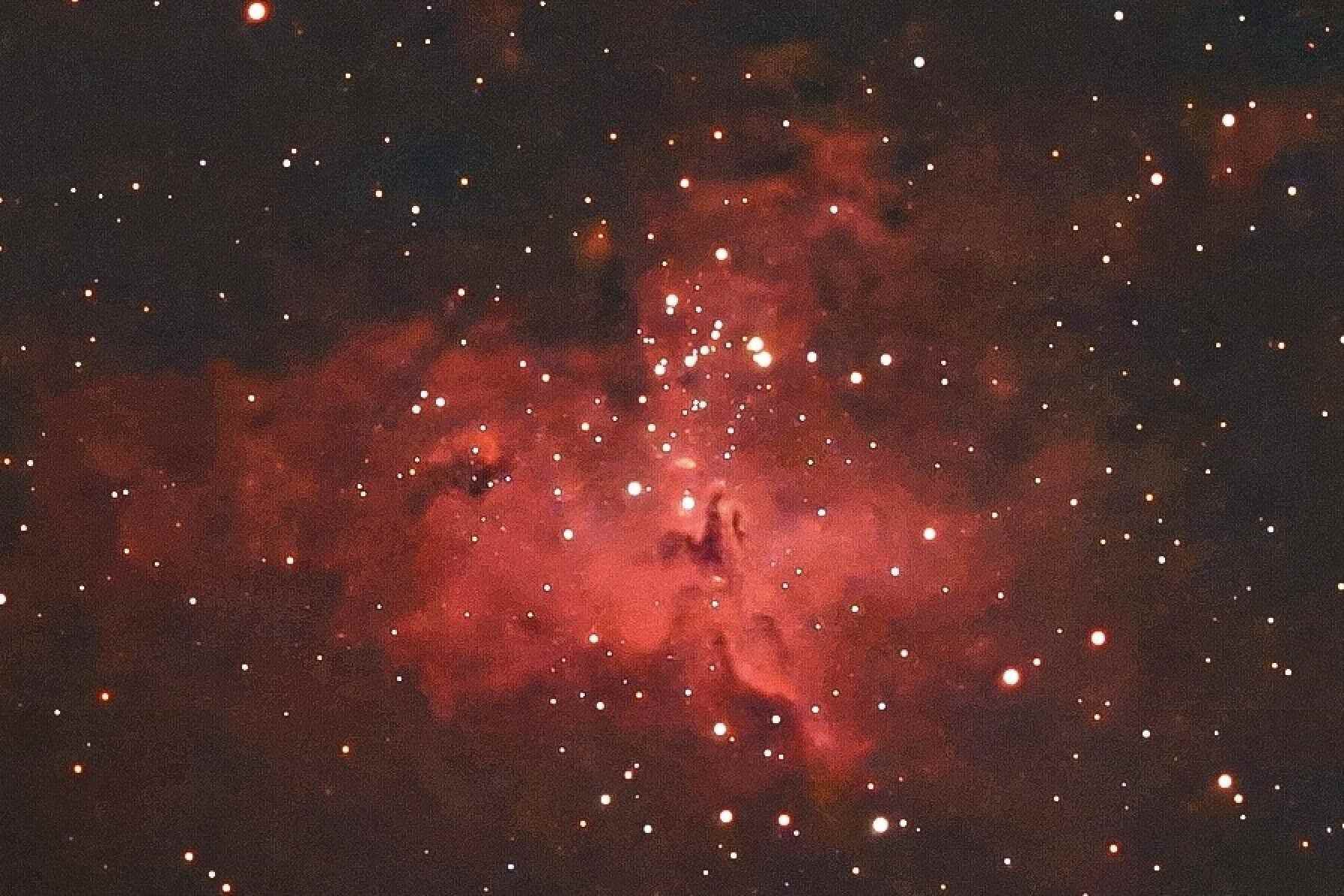 This image of the Pillars of Creation (centre) in the Eagle Nebula was captured using a telescope in Hong Kong. Photo: Exodus Sit