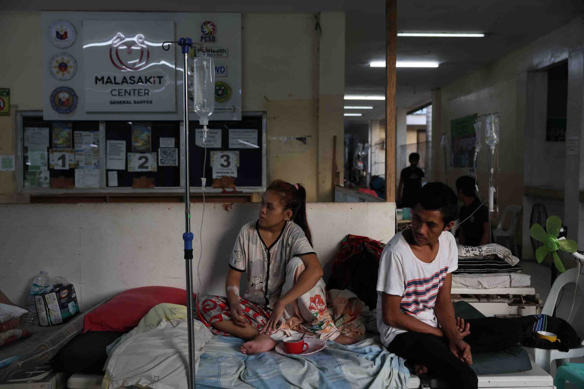 Evacuated residents take shelter at a hospital following the earthquake. Photo: AP