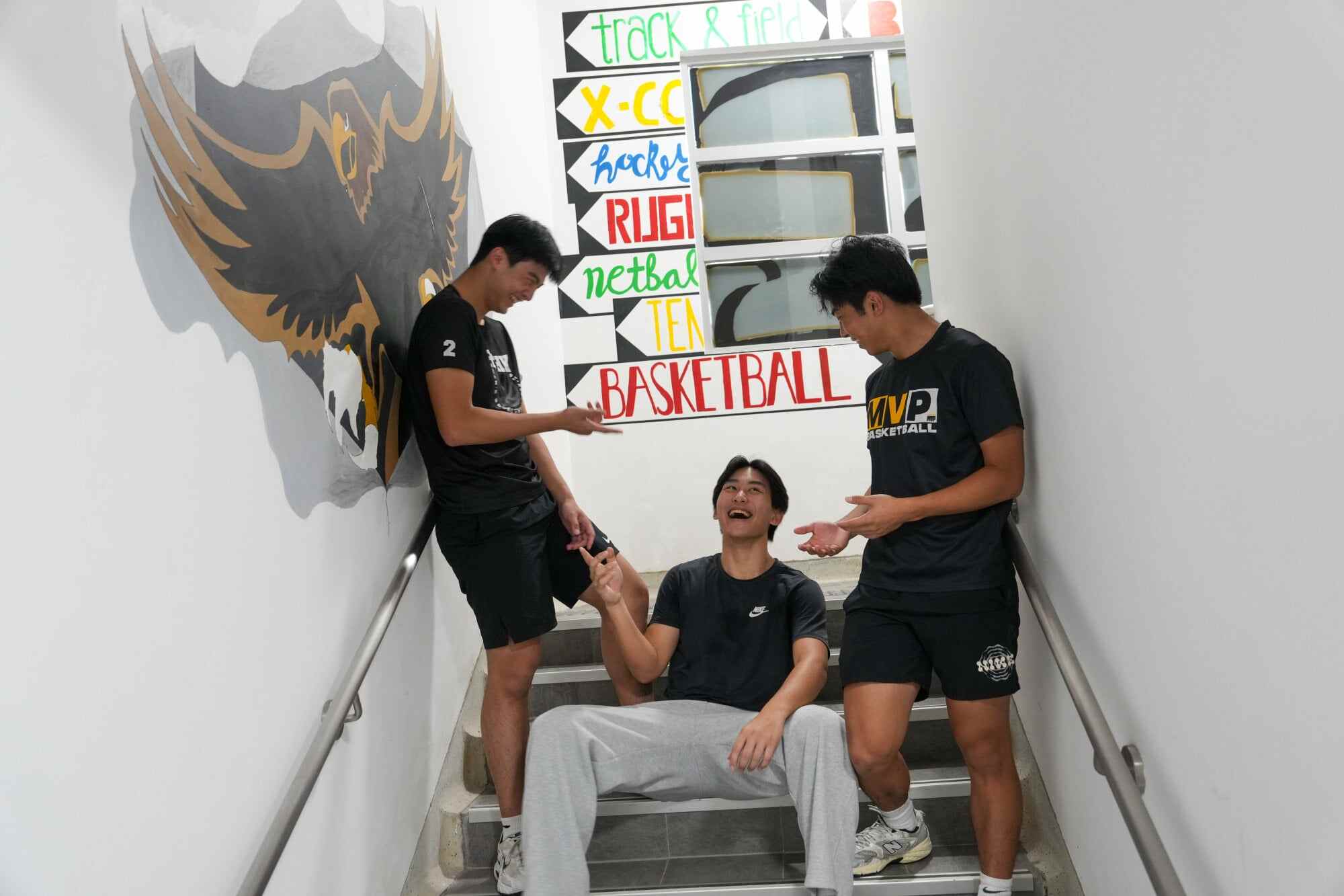 (From left to right) Renaissance College Hong Kong pupils Will Law, Long Auyeung and Marco So founded the Lunchtime Basketball League, giving students a place to connect. Sam Tsang