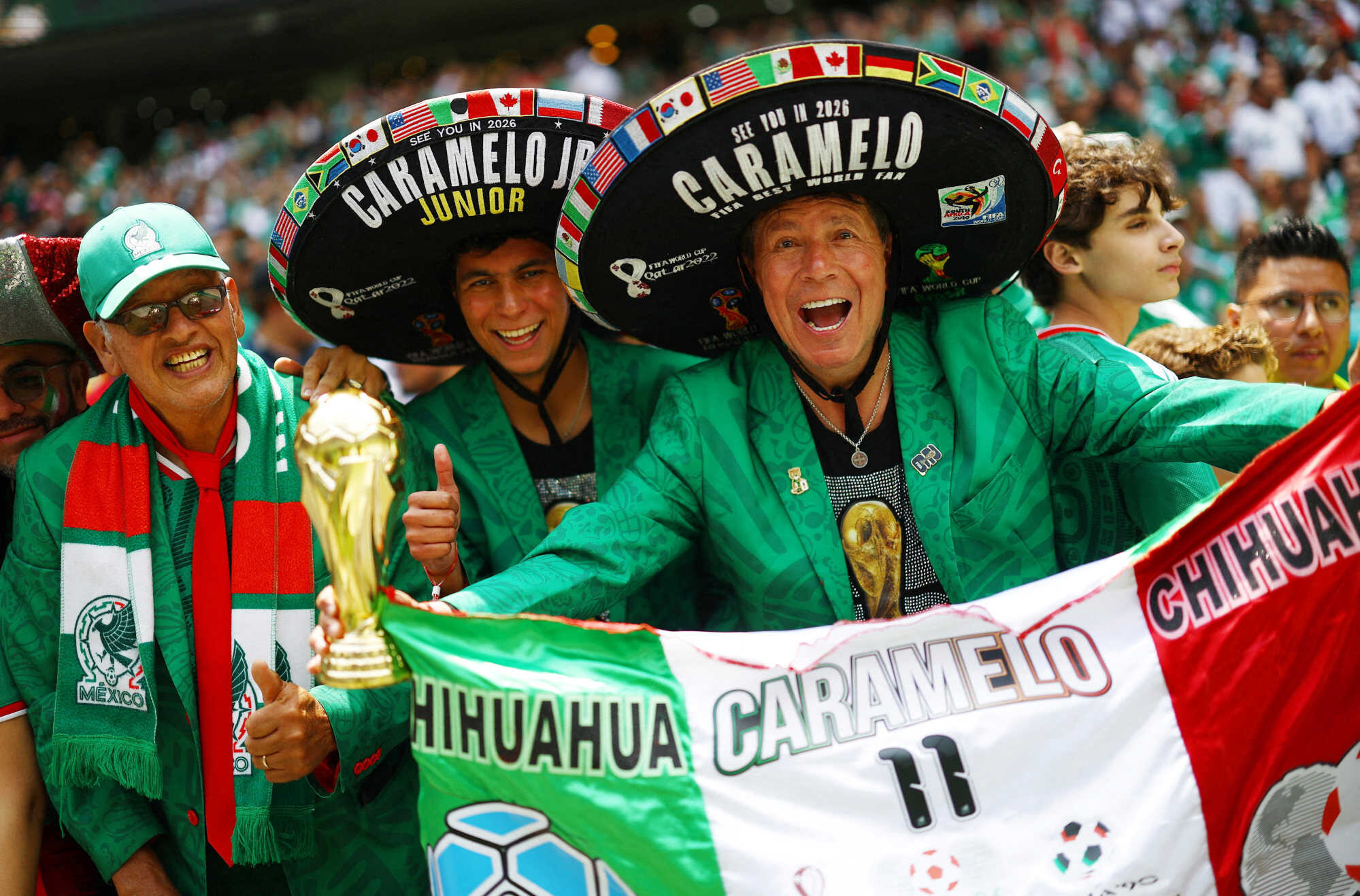 Mexican football fans are seen inside the stadium before the match between Mexico and South Africa. Photo: Reuters