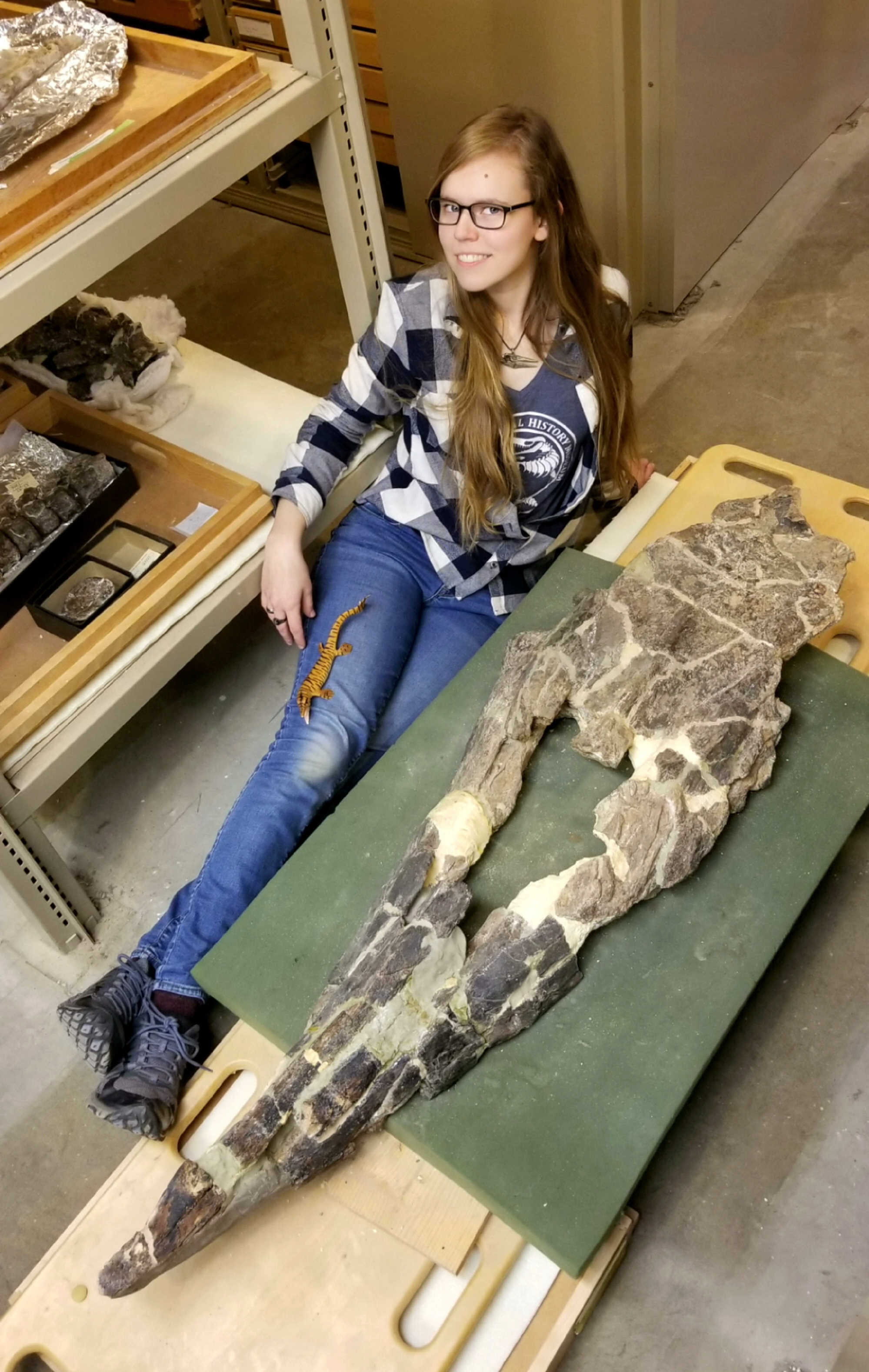 “The skull alone is as long as I am tall – 5-foot-7 inches (1.7 metres),” Zietlow said. Photo: Handout via Reuters