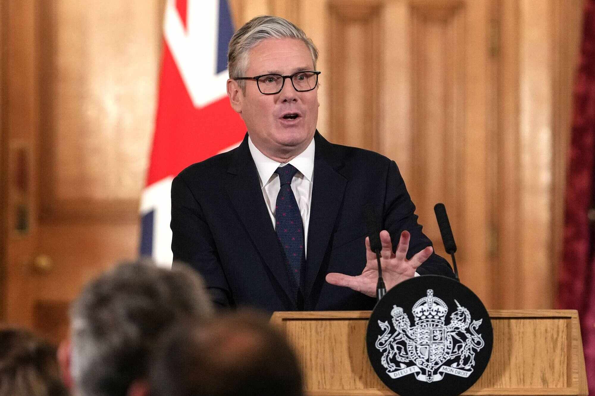 UK Prime Minister Keir Starmer speaks at a press conference at 10 Downing Street, announcing government action to protect children online. Photo: dpa