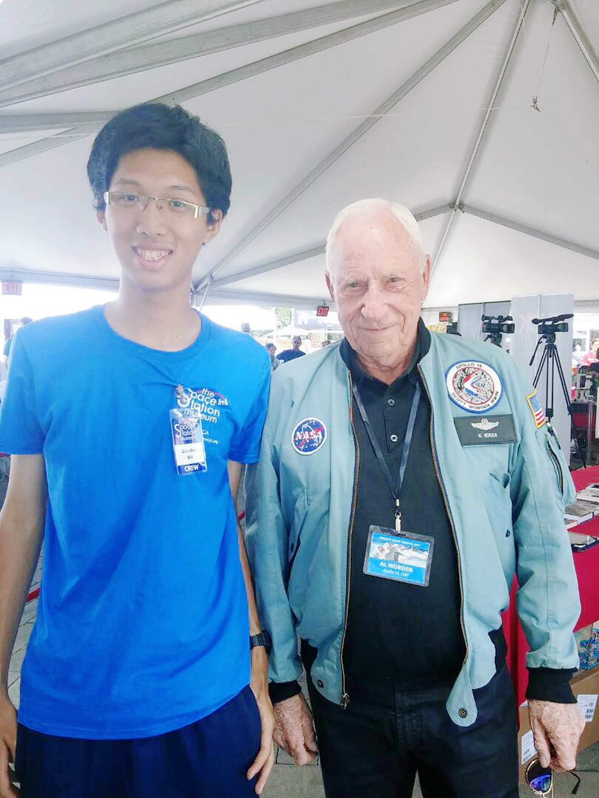 Exodus Sit (left) with the late Alfred Worden, an American test pilot, engineer and Nasa astronaut who was command module pilot for the Apollo 15 lunar mission in 1971. Photo: Exodus Sit