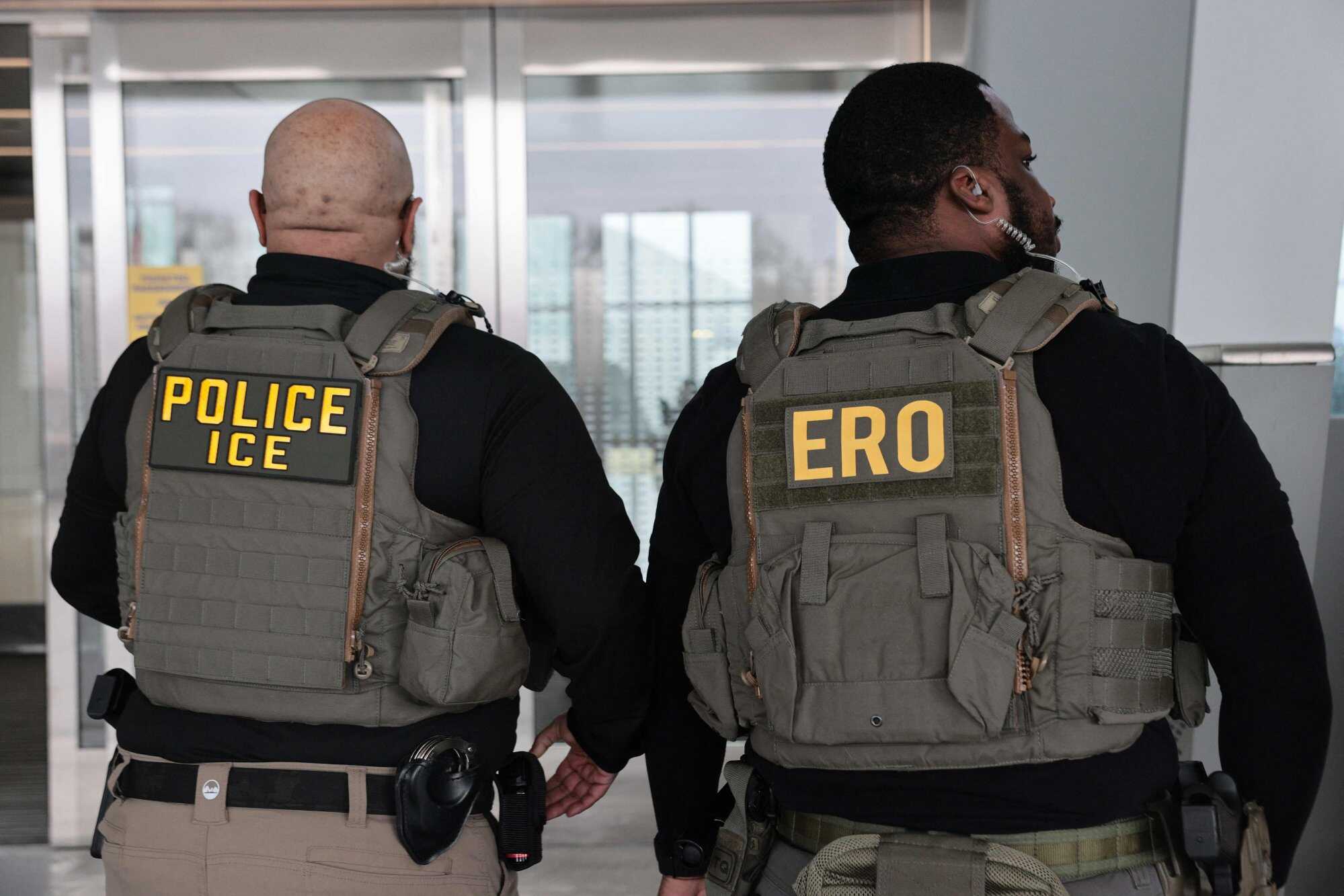US Immigration and Customs Enforcement (ICE) agents patrol LaGuardia Airport in New York City, part of the Trump administration’s major push against all immigration. Photo: Getty Images via AFP
