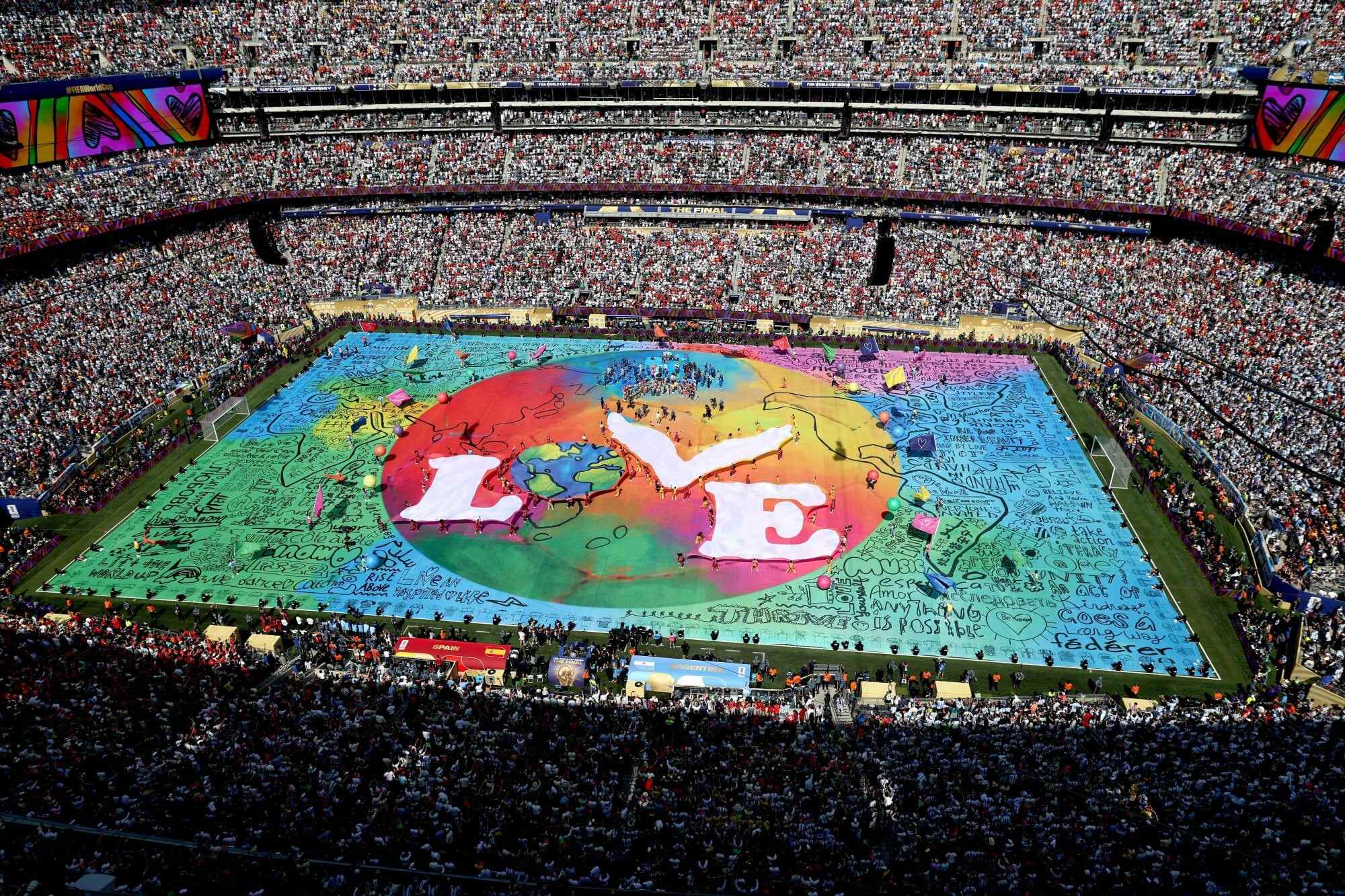 A general view during the halftime show of the Fifa World Cup final match between Spain and Argentina on July 19 in New Jersey. Photo: Getty Images via AFP