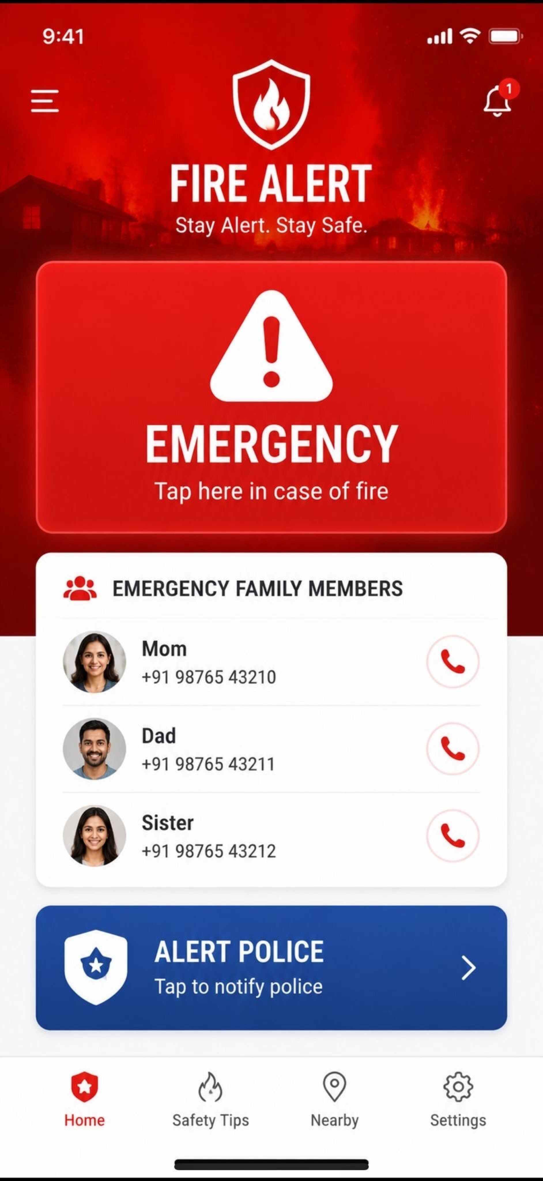 The interface for the Eldsafe 360 app is designed to be easy to use. Photo: Handout
