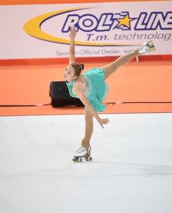 Katherine Choi competes at the 2019 World Roller Games in Spain. Photo: Raniero Cornelletti